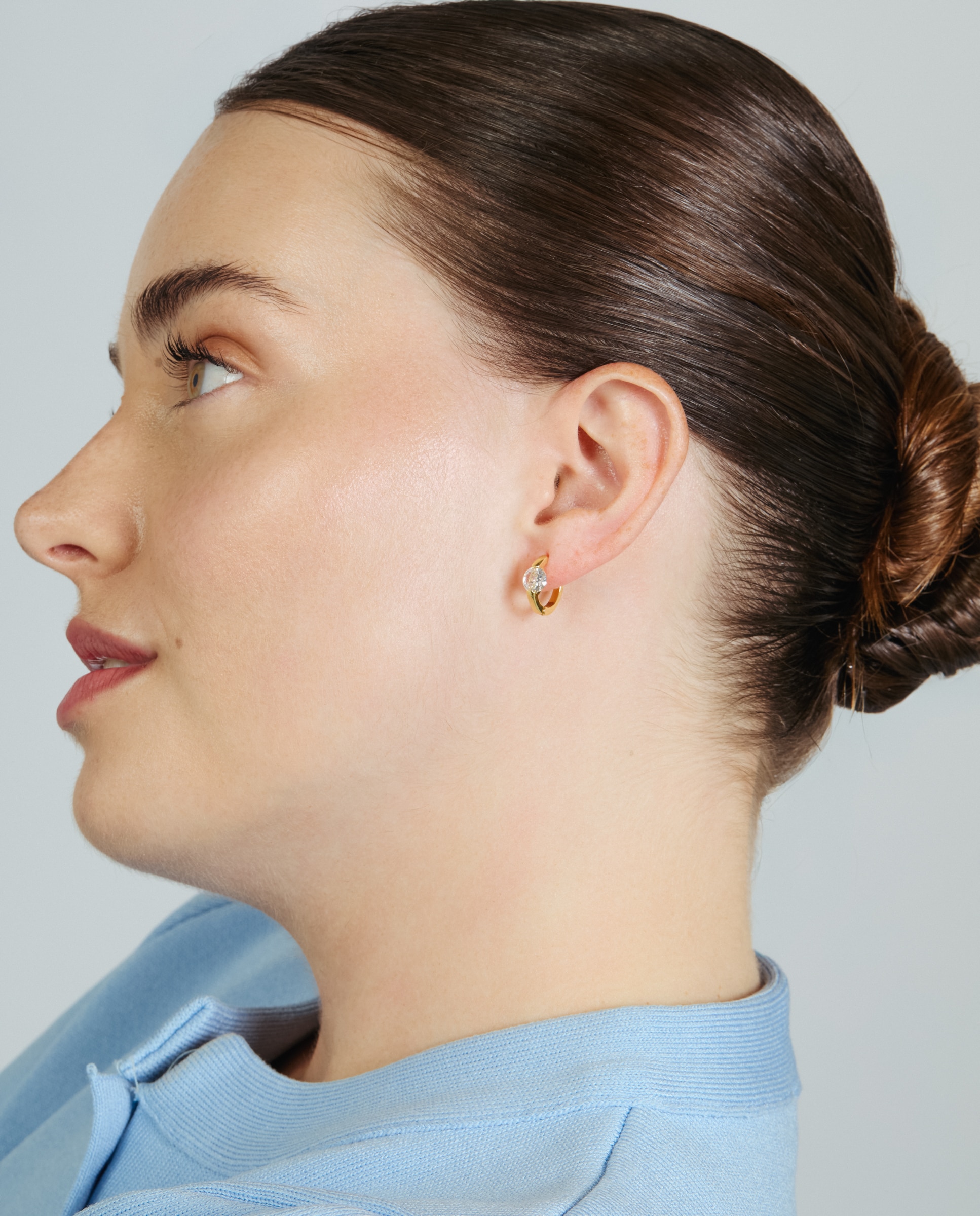 Pendientes acabados en oro amarillo 18k con circonita brillante - Luxenter - Dorado Dorado-5