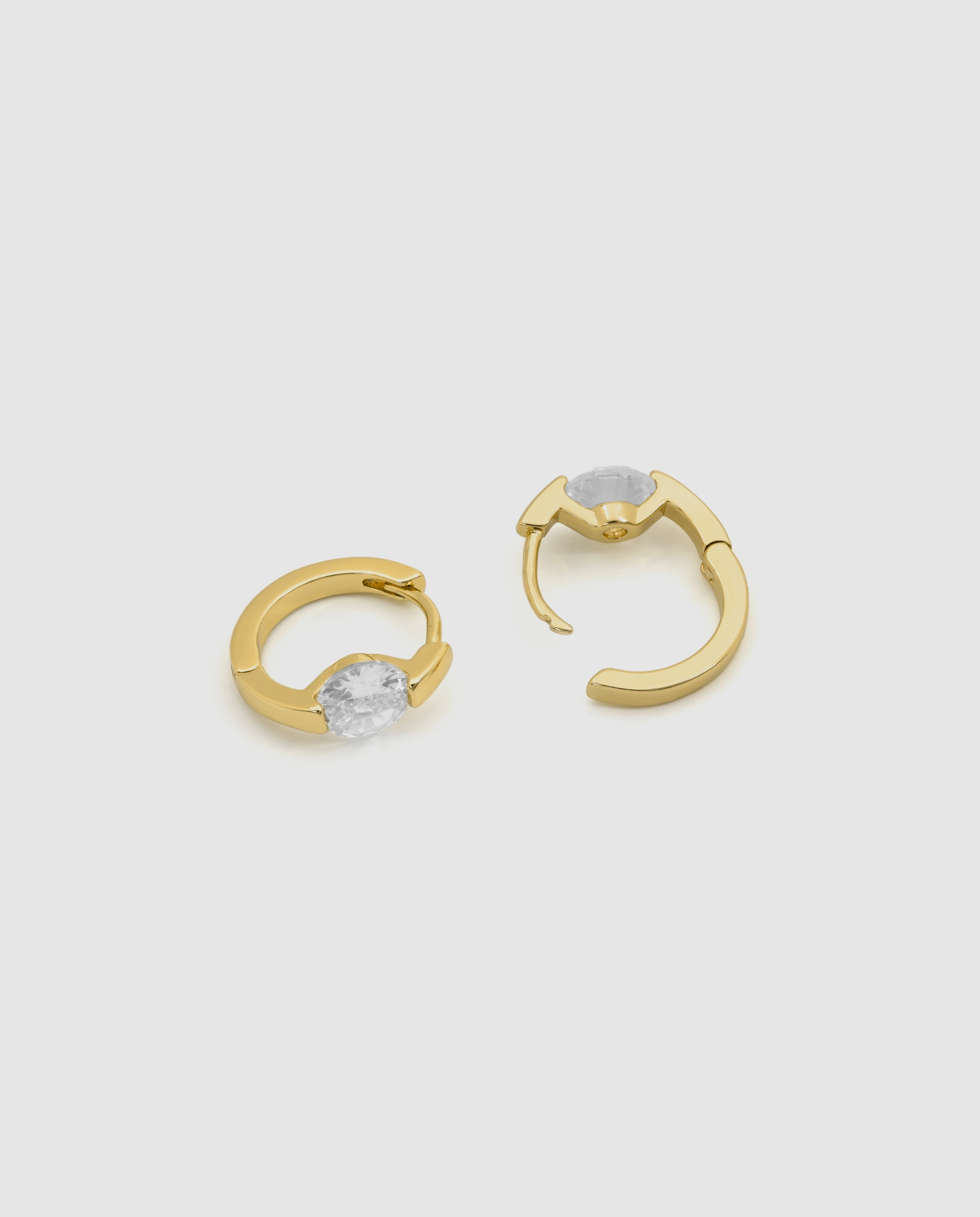 Pendientes acabados en oro amarillo 18k con circonita brillante - Luxenter - Dorado Dorado-6