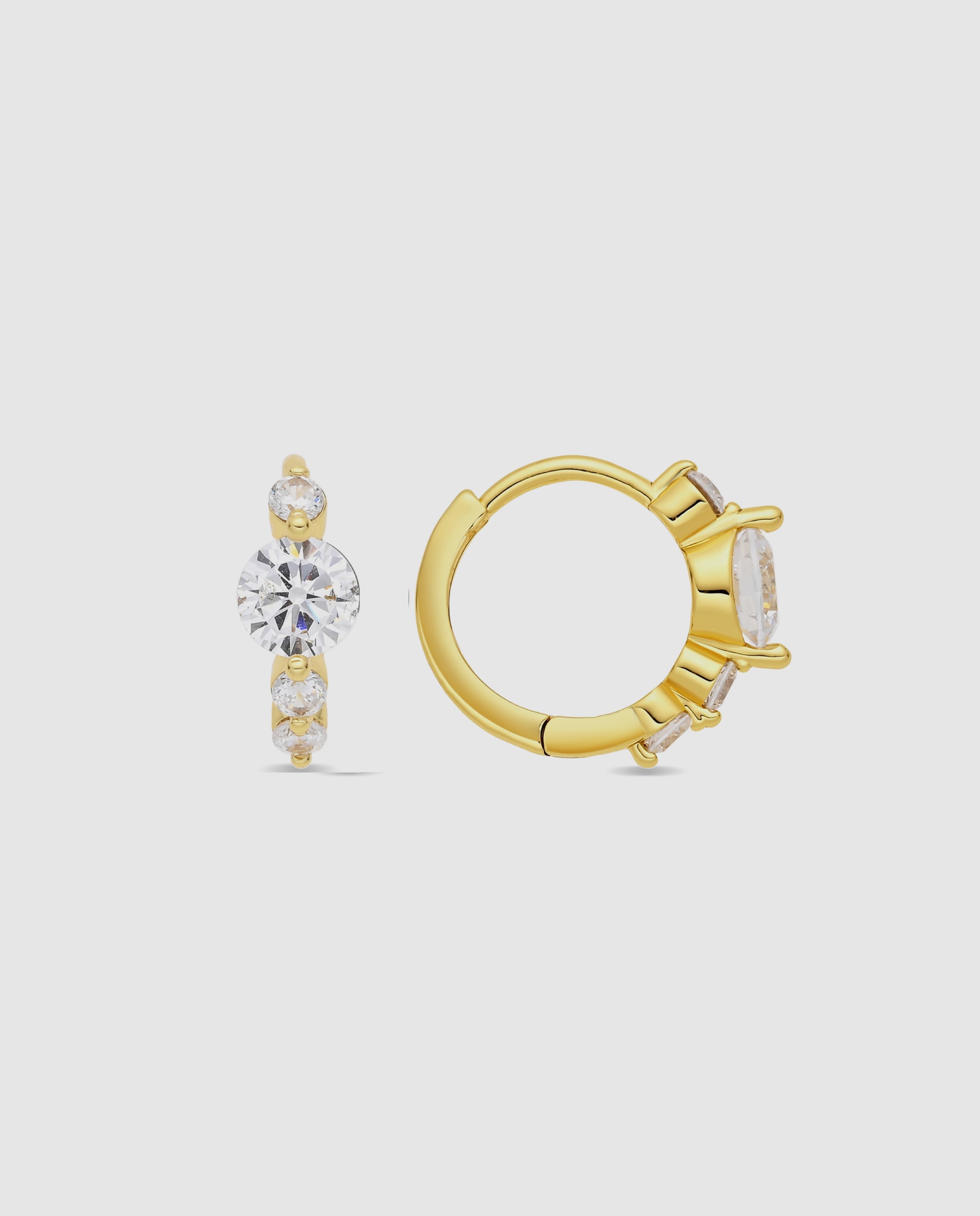 Pendientes acabados en oro amarillo 18k con circonita brillante - Luxenter - Dorado Dorado-1