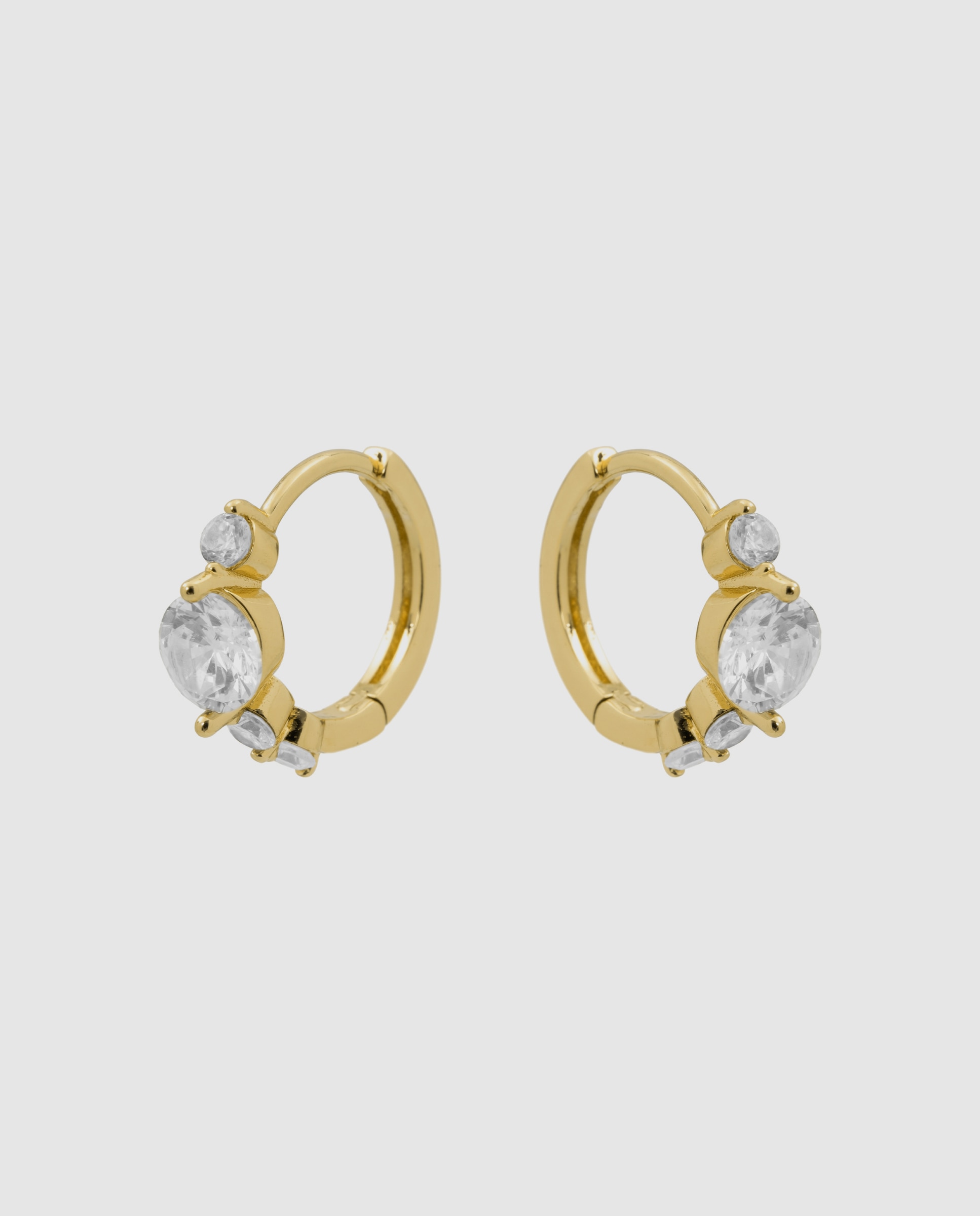 Pendientes acabados en oro amarillo 18k con circonita brillante - Luxenter - Dorado Dorado-3
