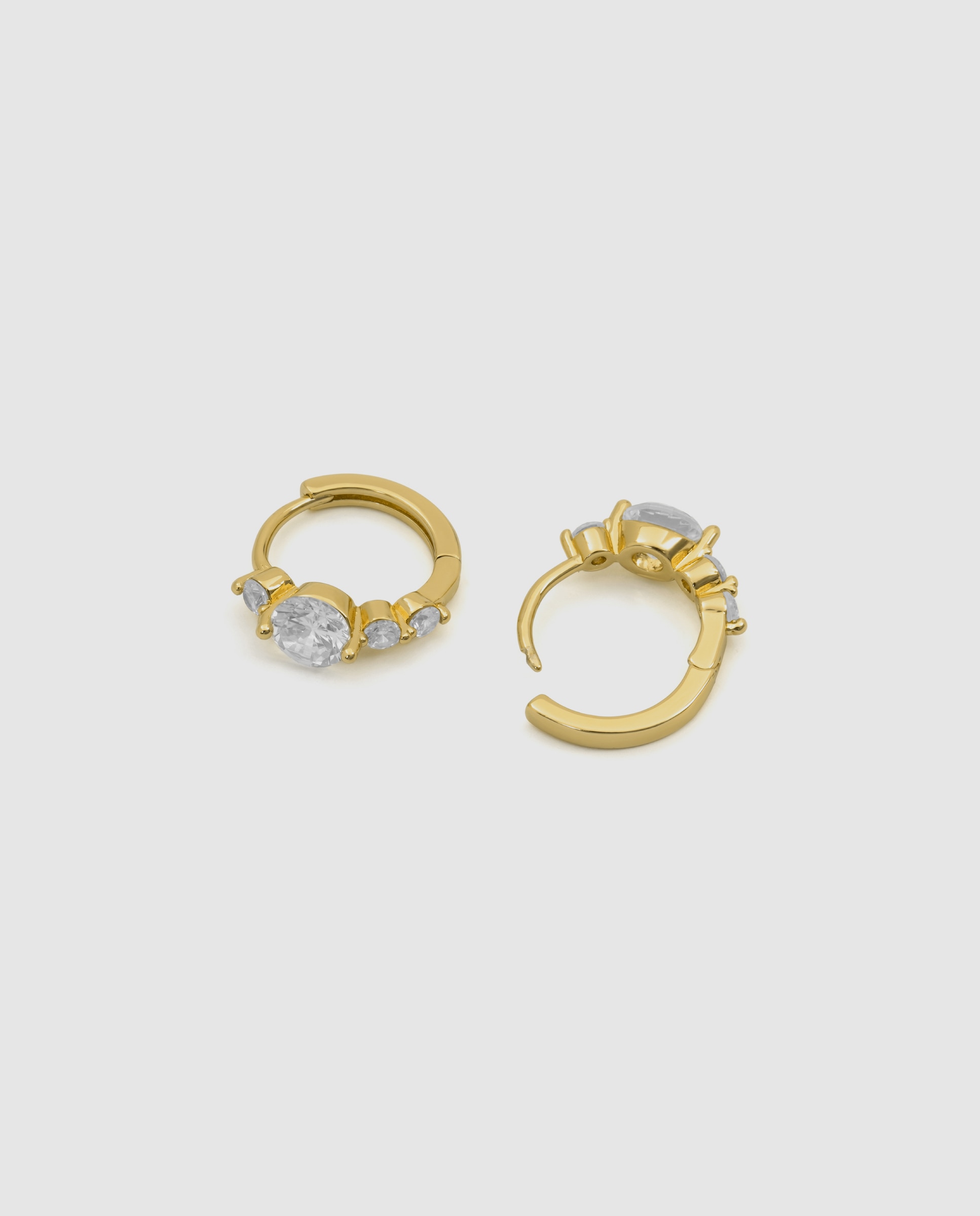 Pendientes acabados en oro amarillo 18k con circonita brillante - Luxenter - Dorado Dorado-6