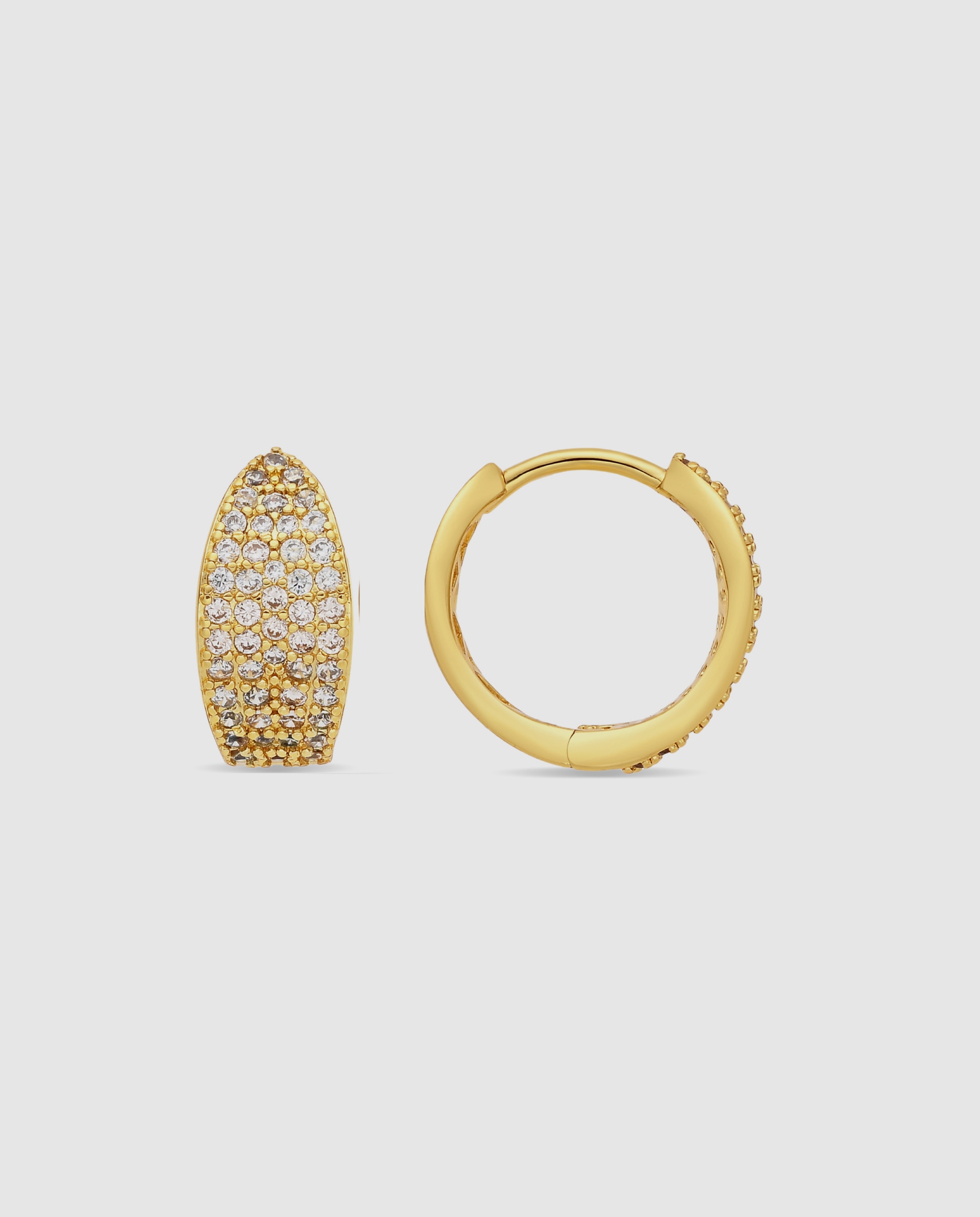Pendientes de aro basic con circonita acabados en oro de 18k - Luxenter - Dorado Dorado-1