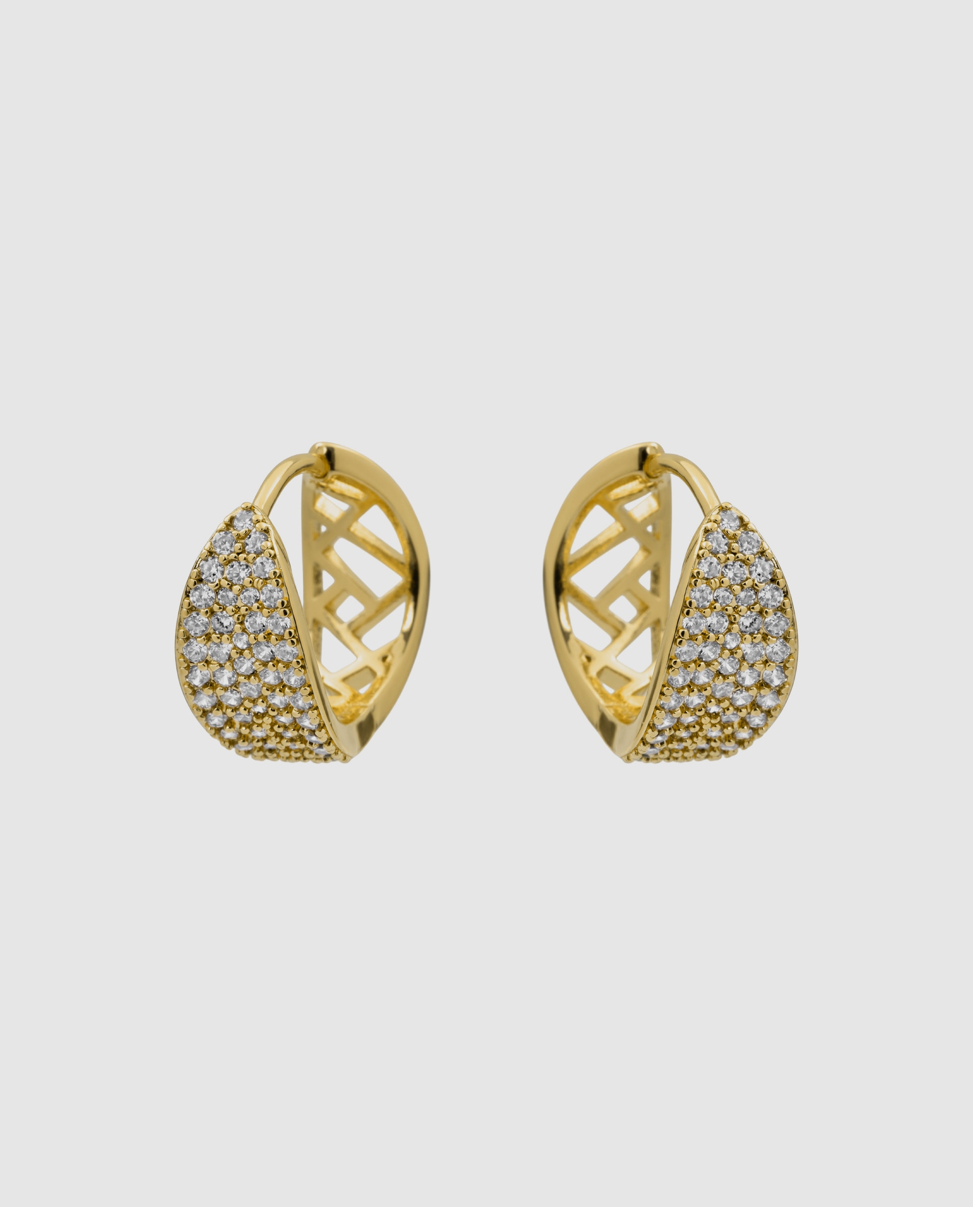 Pendientes de aro basic con circonita acabados en oro de 18k - Luxenter - Dorado Dorado-3