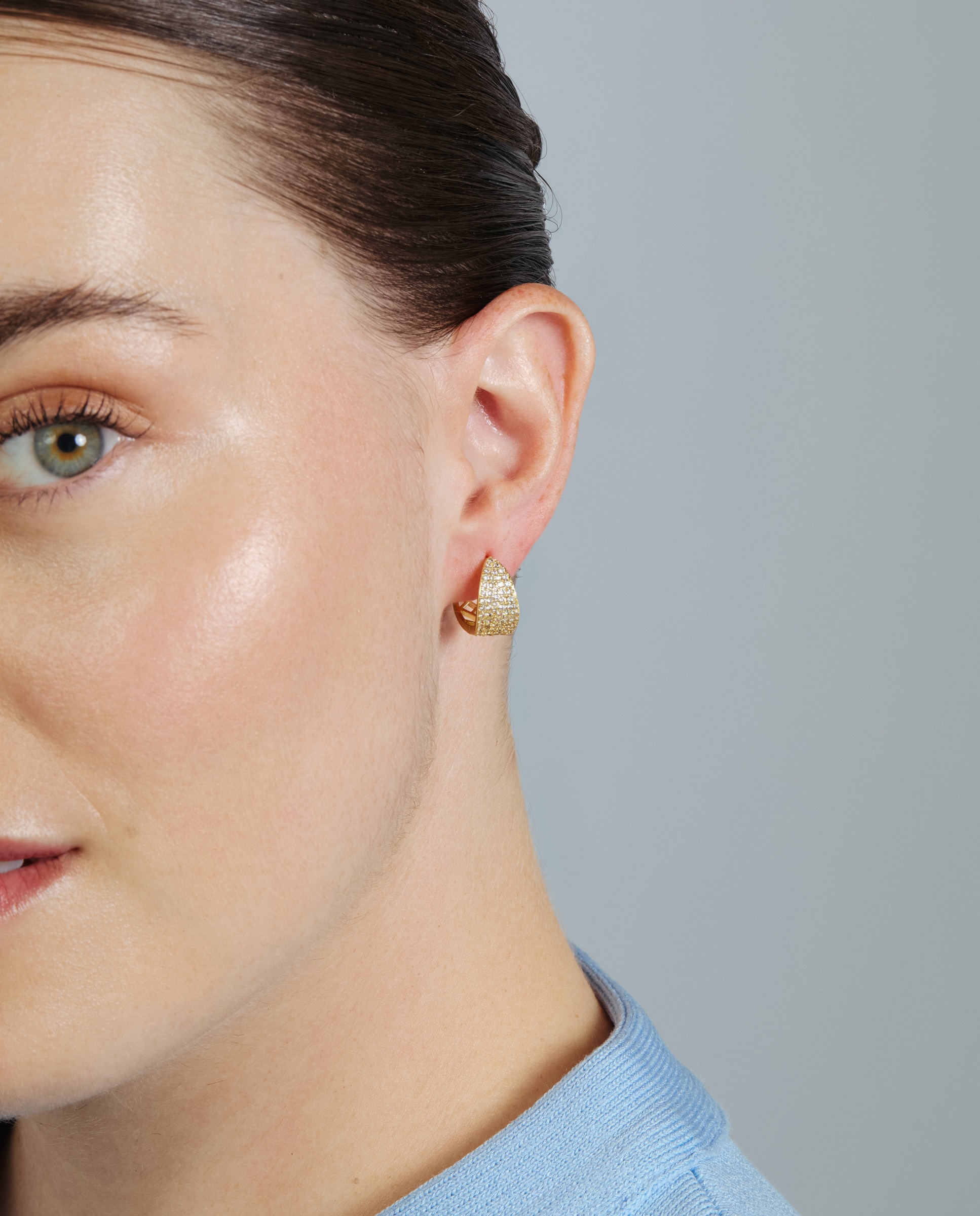 Pendientes de aro basic con circonita acabados en oro de 18k - Luxenter - Dorado Dorado-4
