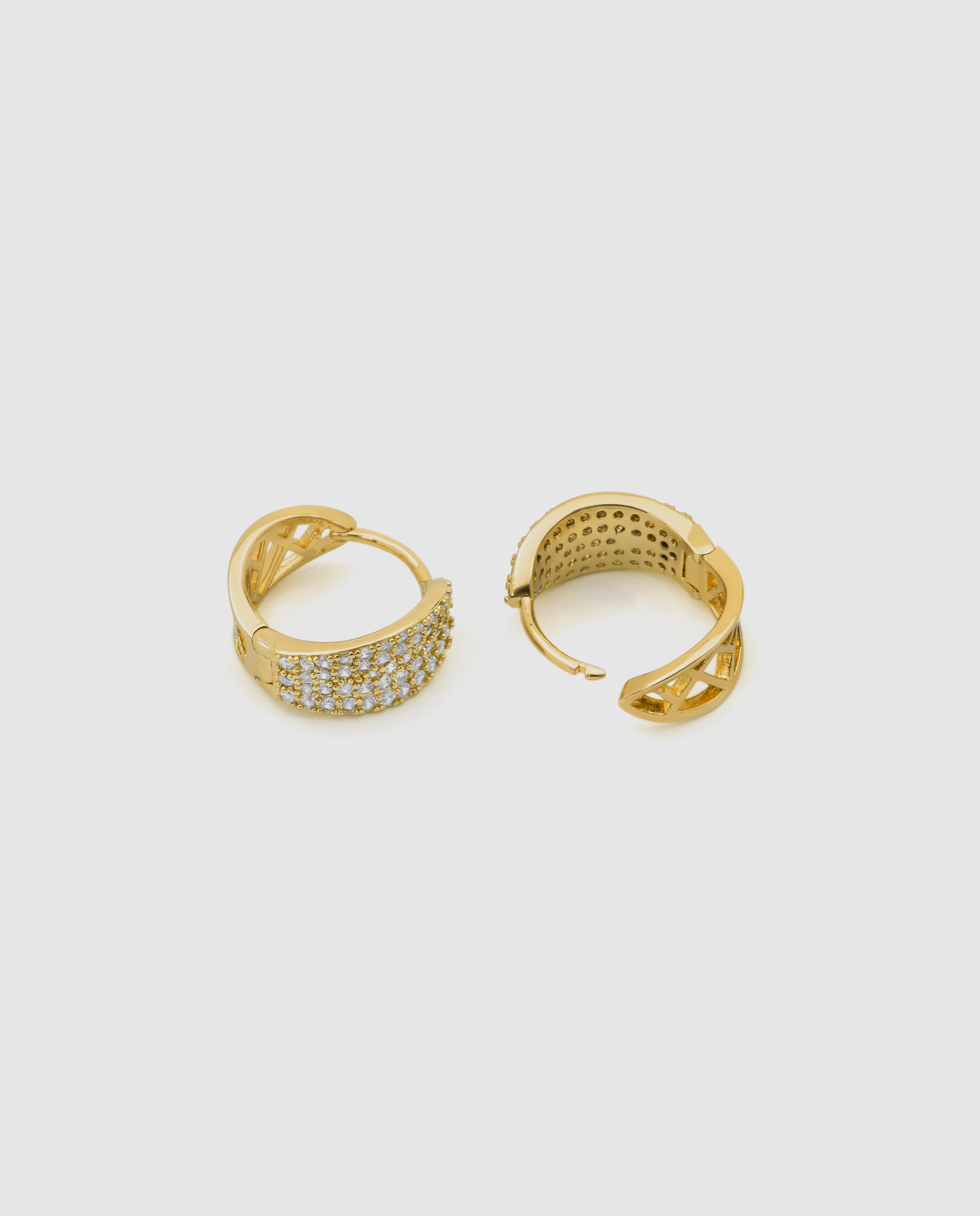 Pendientes de aro basic con circonita acabados en oro de 18k - Luxenter - Dorado Dorado-6