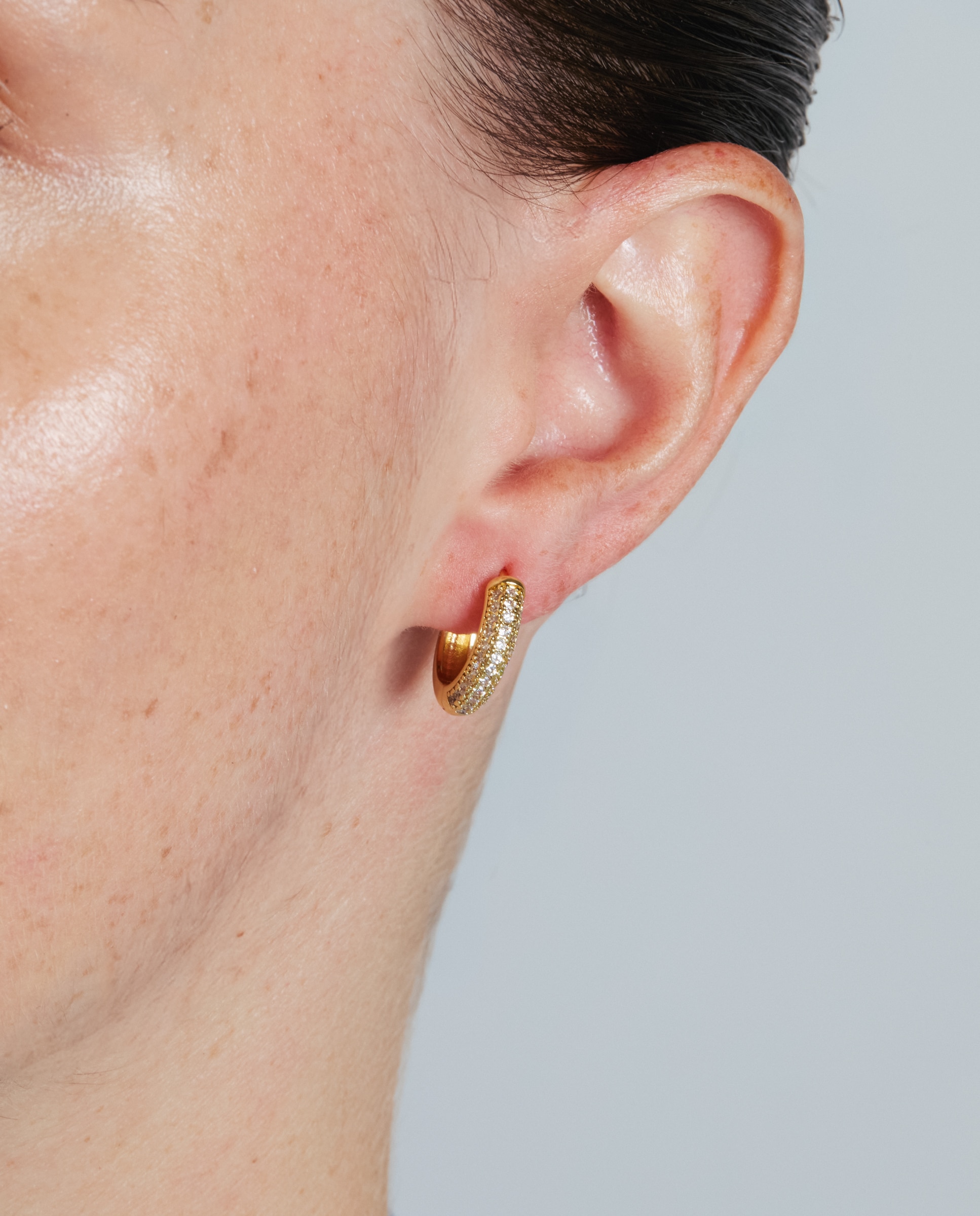 Pendientes acabados en oro amarillo 18k con circonita brillante - Luxenter - Dorado Dorado-4