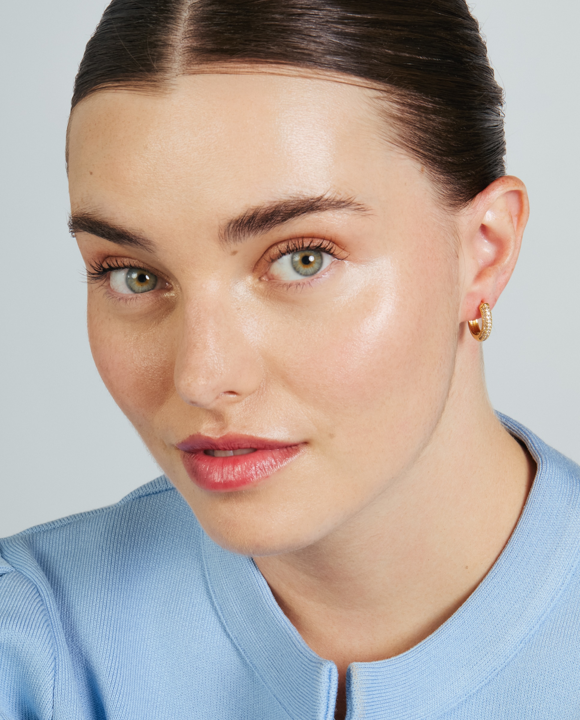 Pendientes acabados en oro amarillo 18k con circonita brillante - Luxenter - Dorado Dorado-5