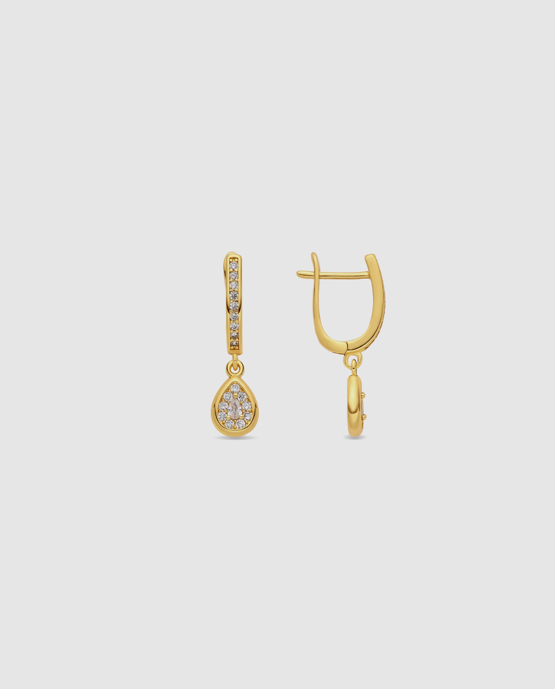 Pendientes acabados en oro amarillo 18k con circonita brillante - Luxenter - Dorado Dorado-1