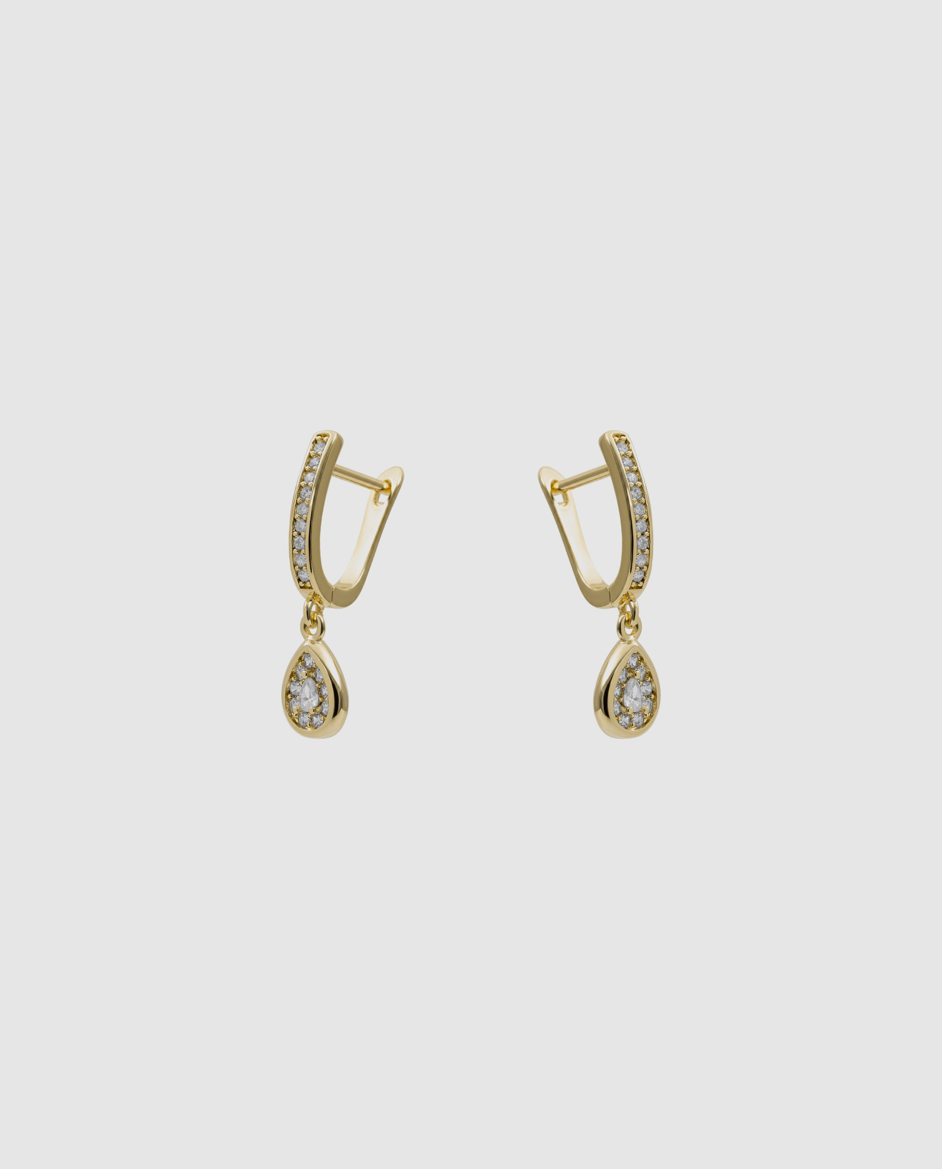 Pendientes acabados en oro amarillo 18k con circonita brillante - Luxenter - Dorado Dorado-3