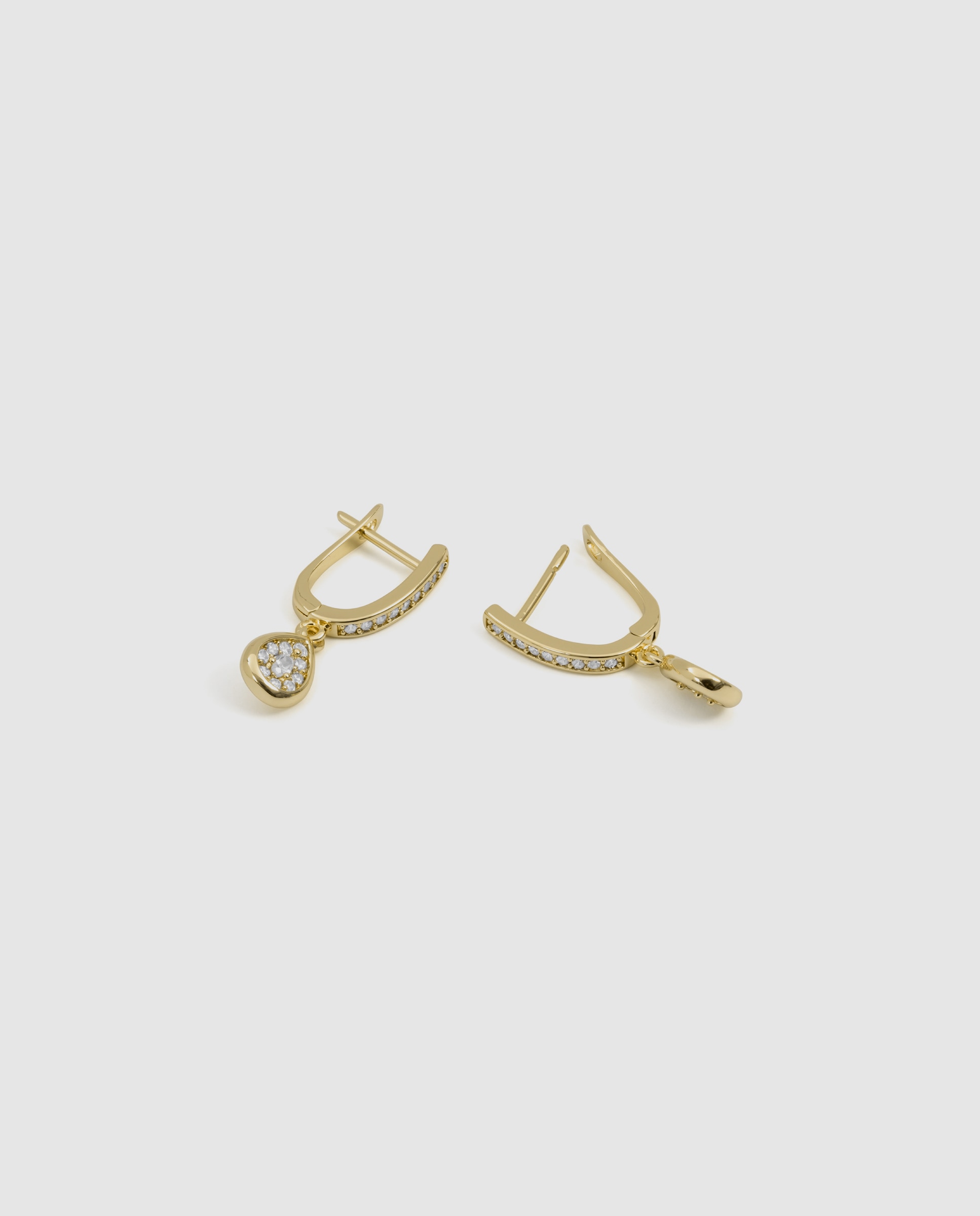 Pendientes acabados en oro amarillo 18k con circonita brillante - Luxenter - Dorado Dorado-6