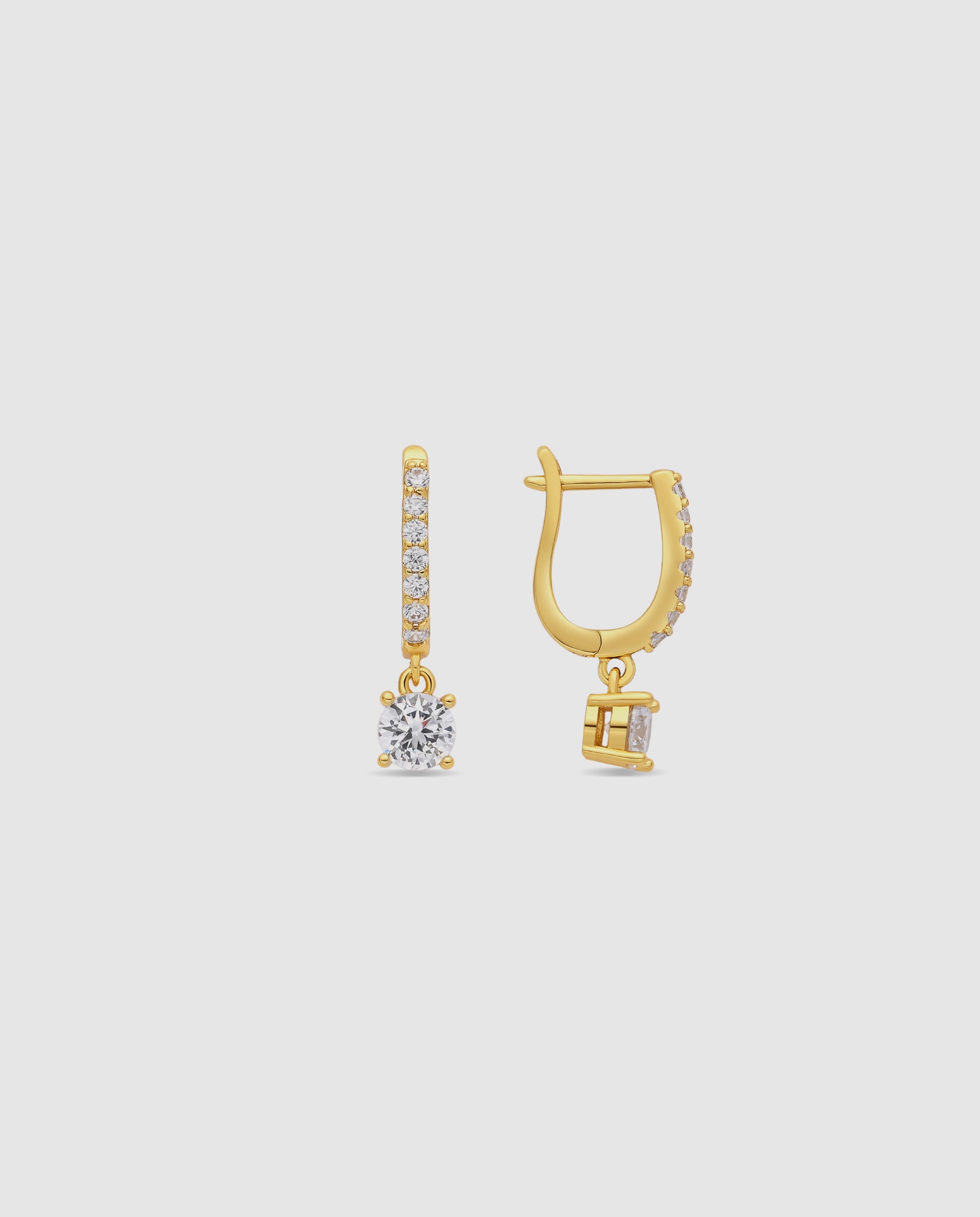 Pendientes de aro basic con circonita acabados en oro de 18k - Luxenter - Dorado Dorado-1