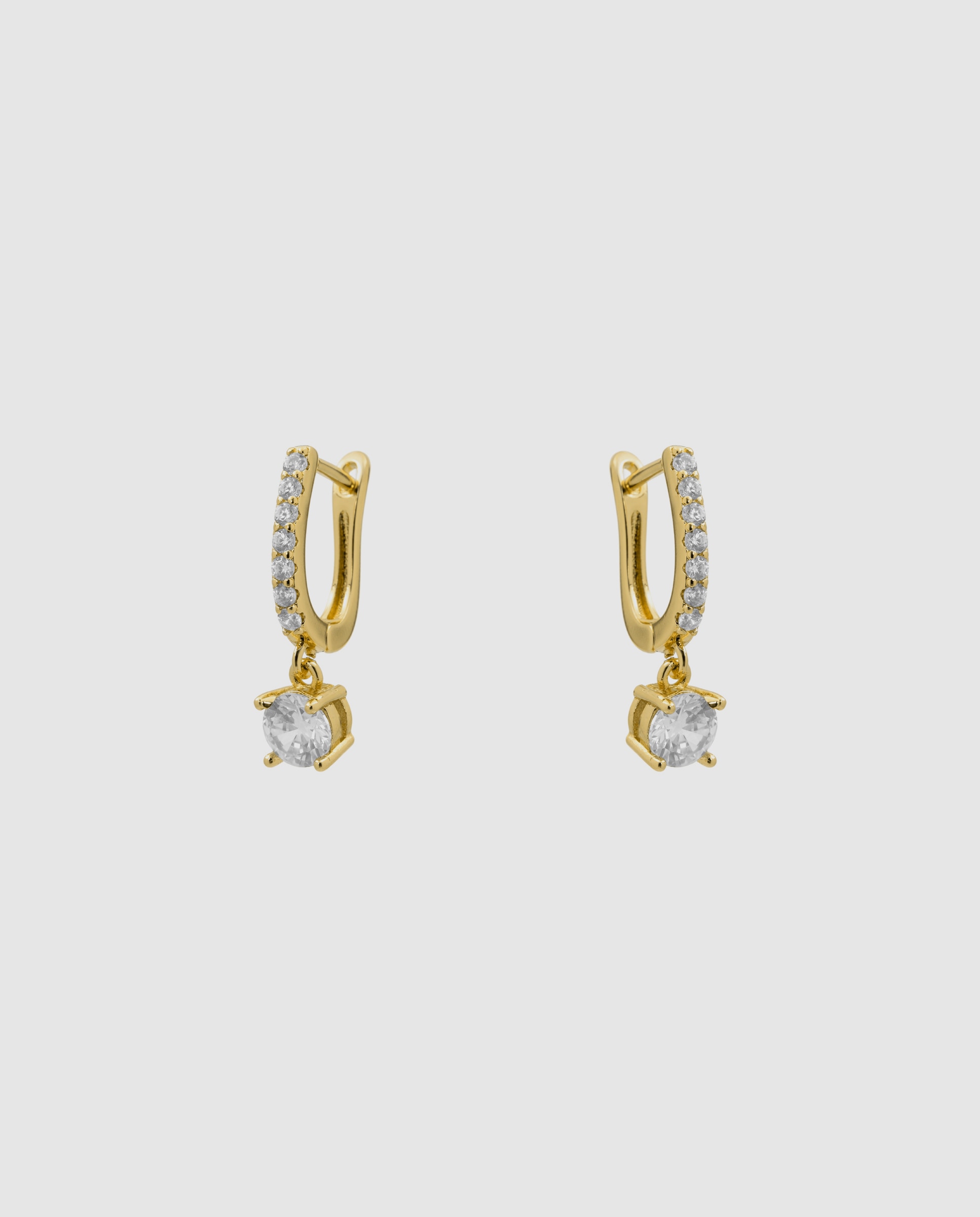 Pendientes de aro basic con circonita acabados en oro de 18k - Luxenter - Dorado Dorado-3