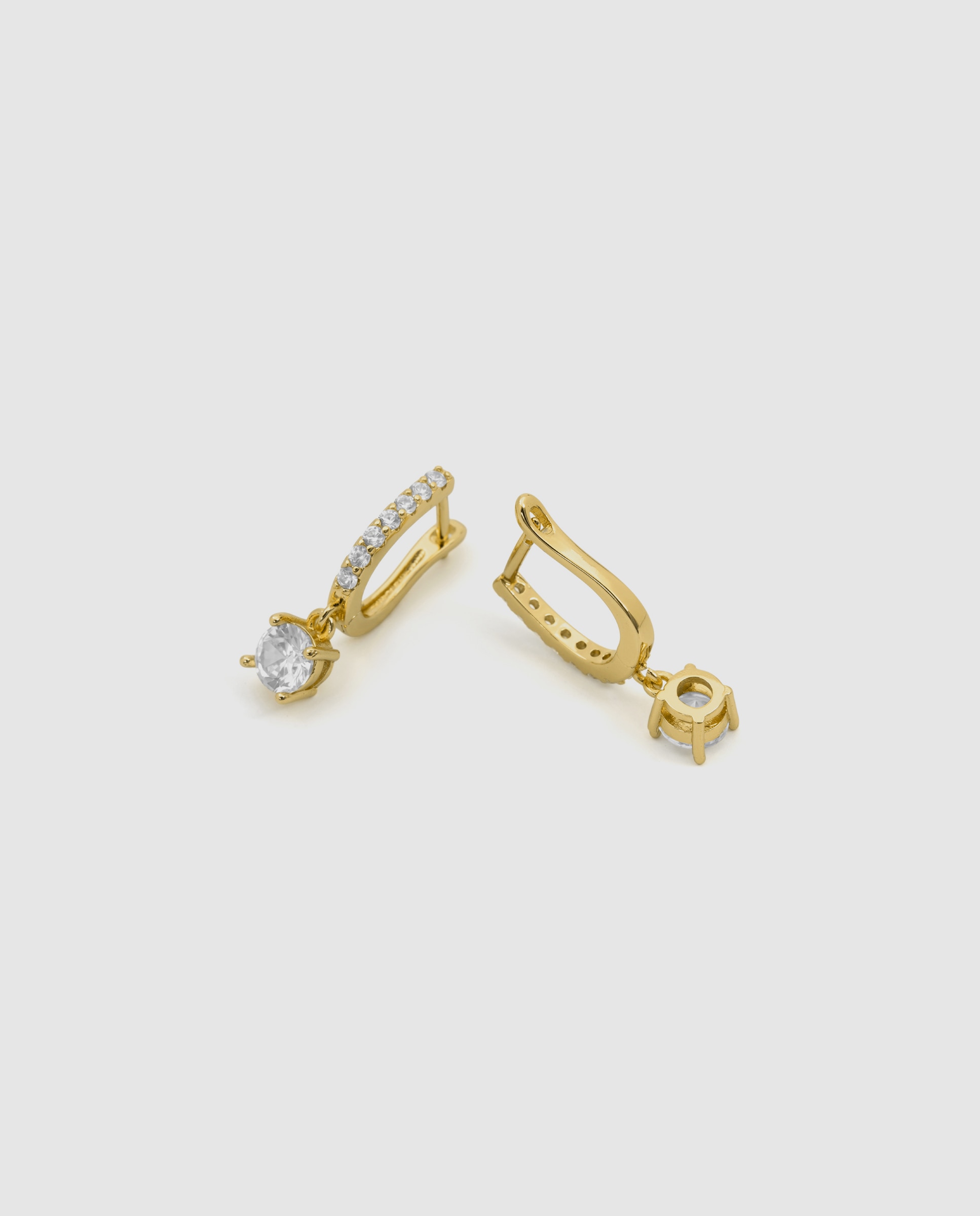 Pendientes de aro basic con circonita acabados en oro de 18k - Luxenter - Dorado Dorado-6