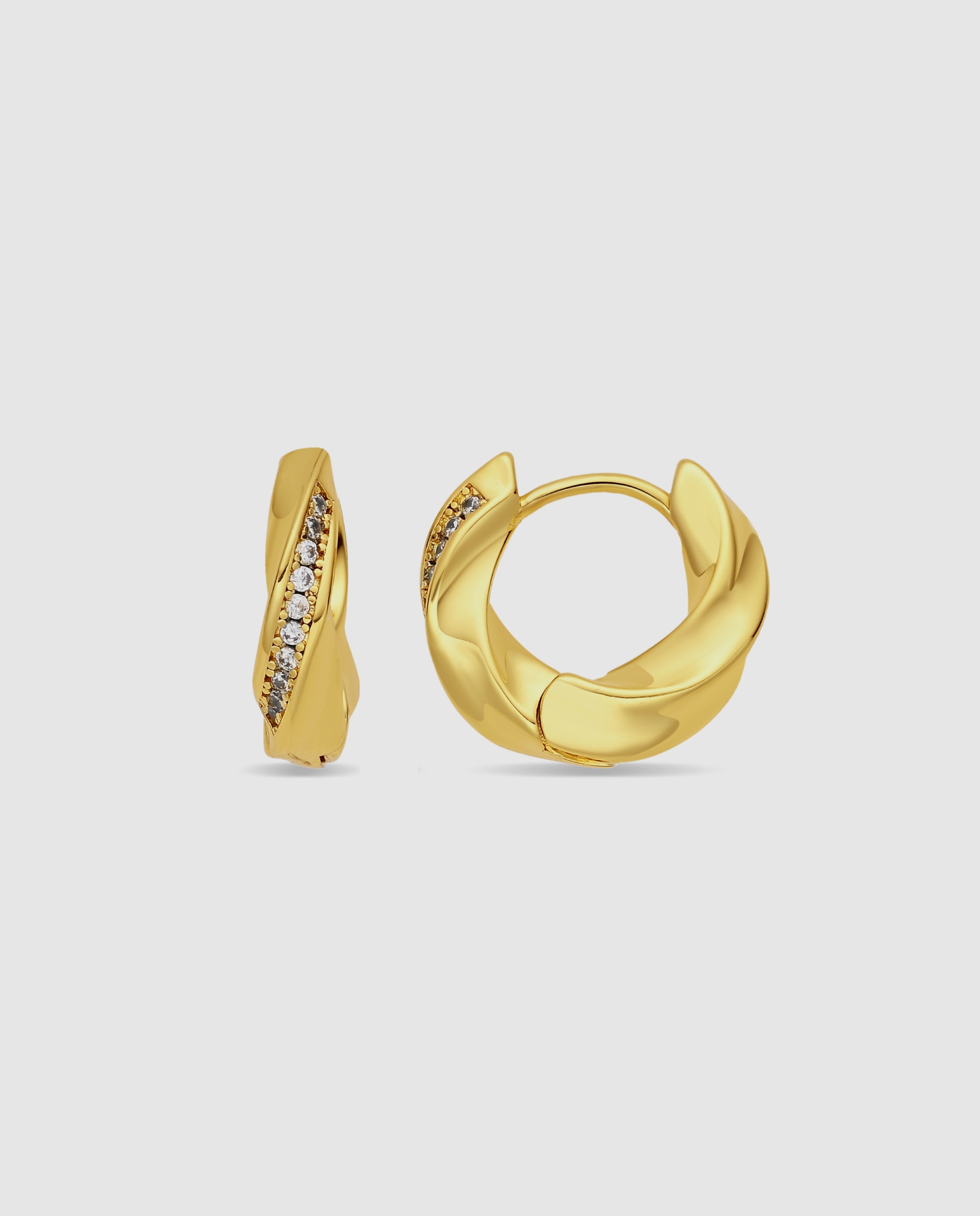 Pendientes acabados en oro amarillo 18k con circonita brillante - Luxenter - Dorado Dorado-1