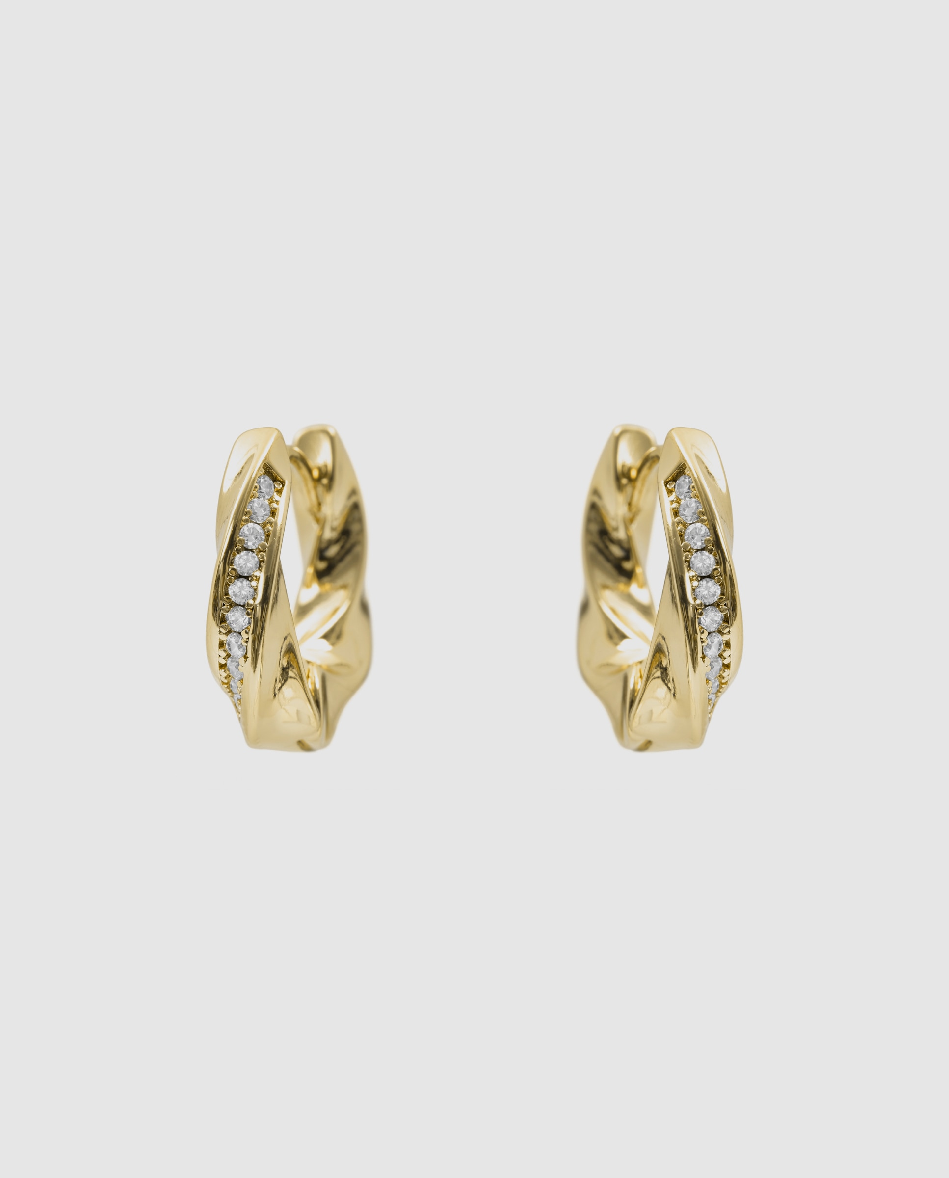 Pendientes acabados en oro amarillo 18k con circonita brillante - Luxenter - Dorado Dorado-3