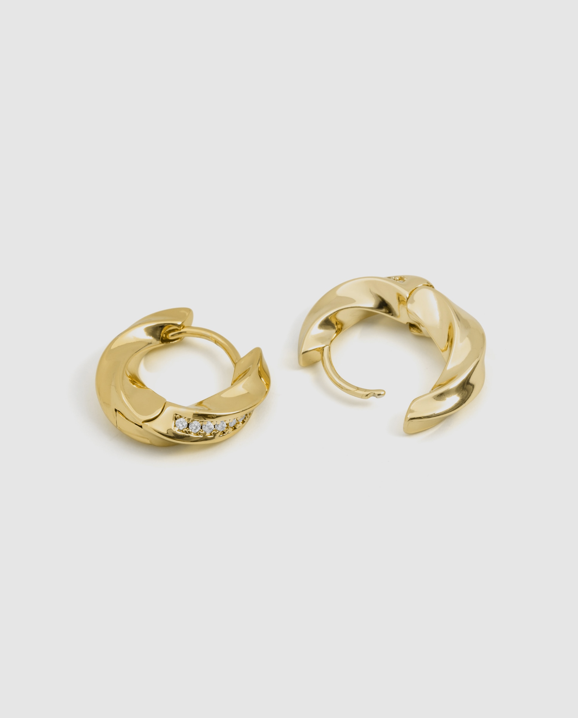 Pendientes acabados en oro amarillo 18k con circonita brillante - Luxenter - Dorado Dorado-6