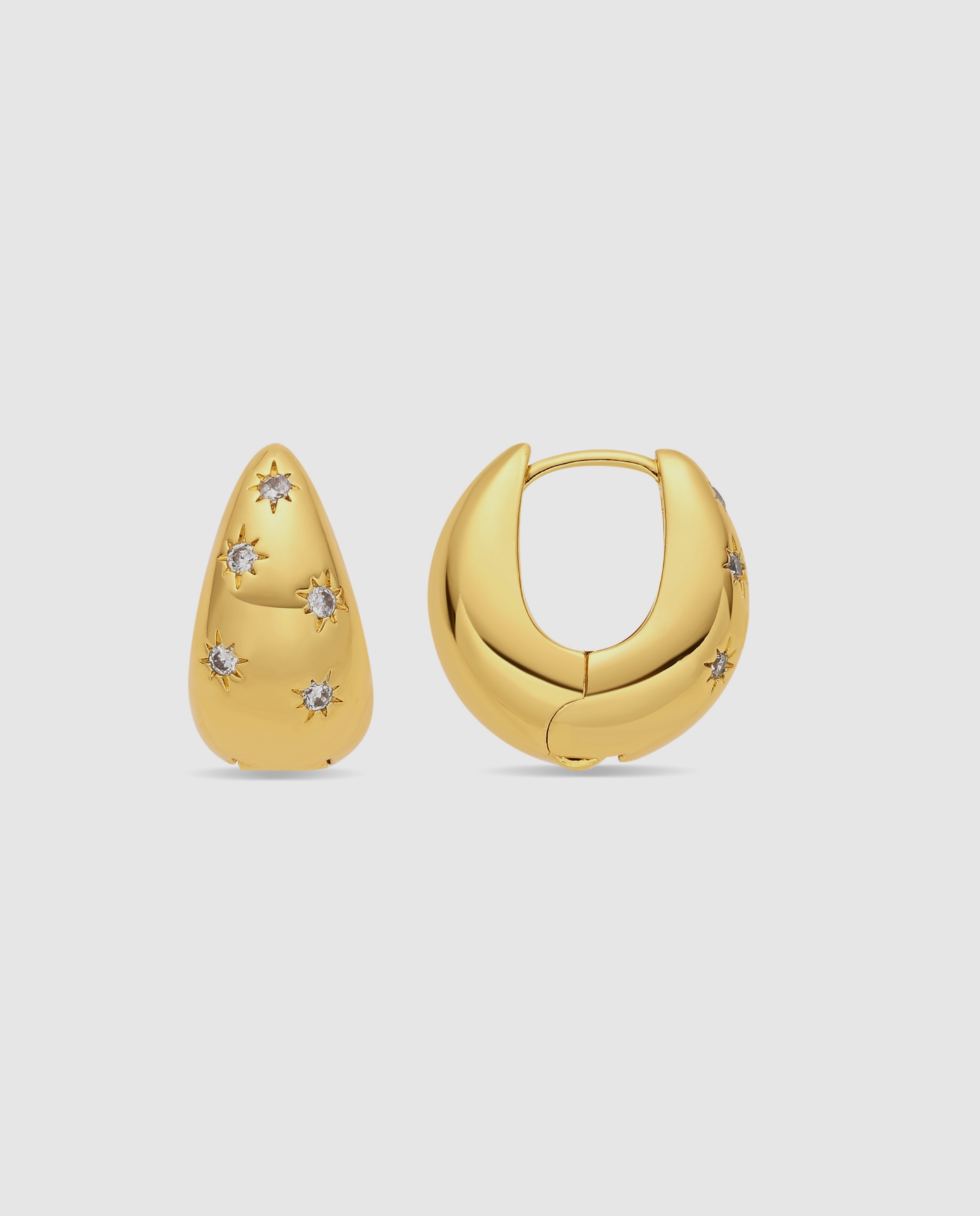 Pendientes acabados en oro amarillo 18k con circonita brillante - Luxenter - Dorado Dorado-1