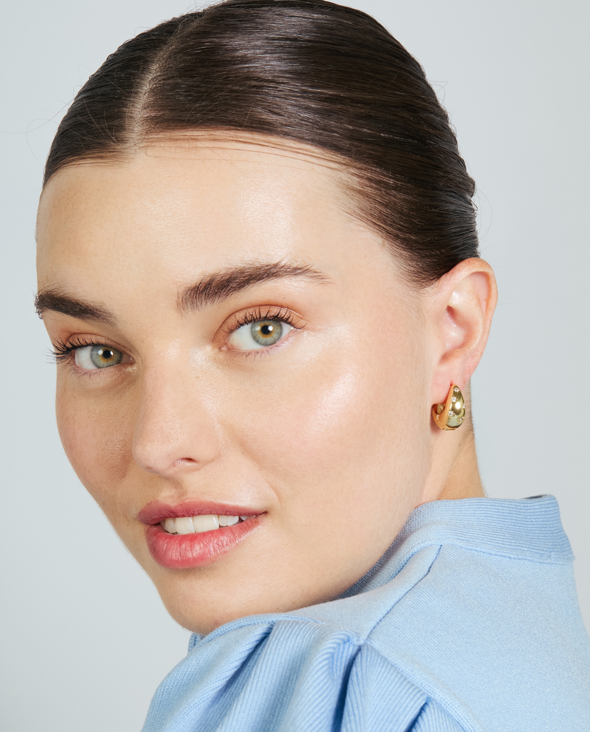 Pendientes acabados en oro amarillo 18k con circonita brillante - Luxenter - Dorado Dorado-2