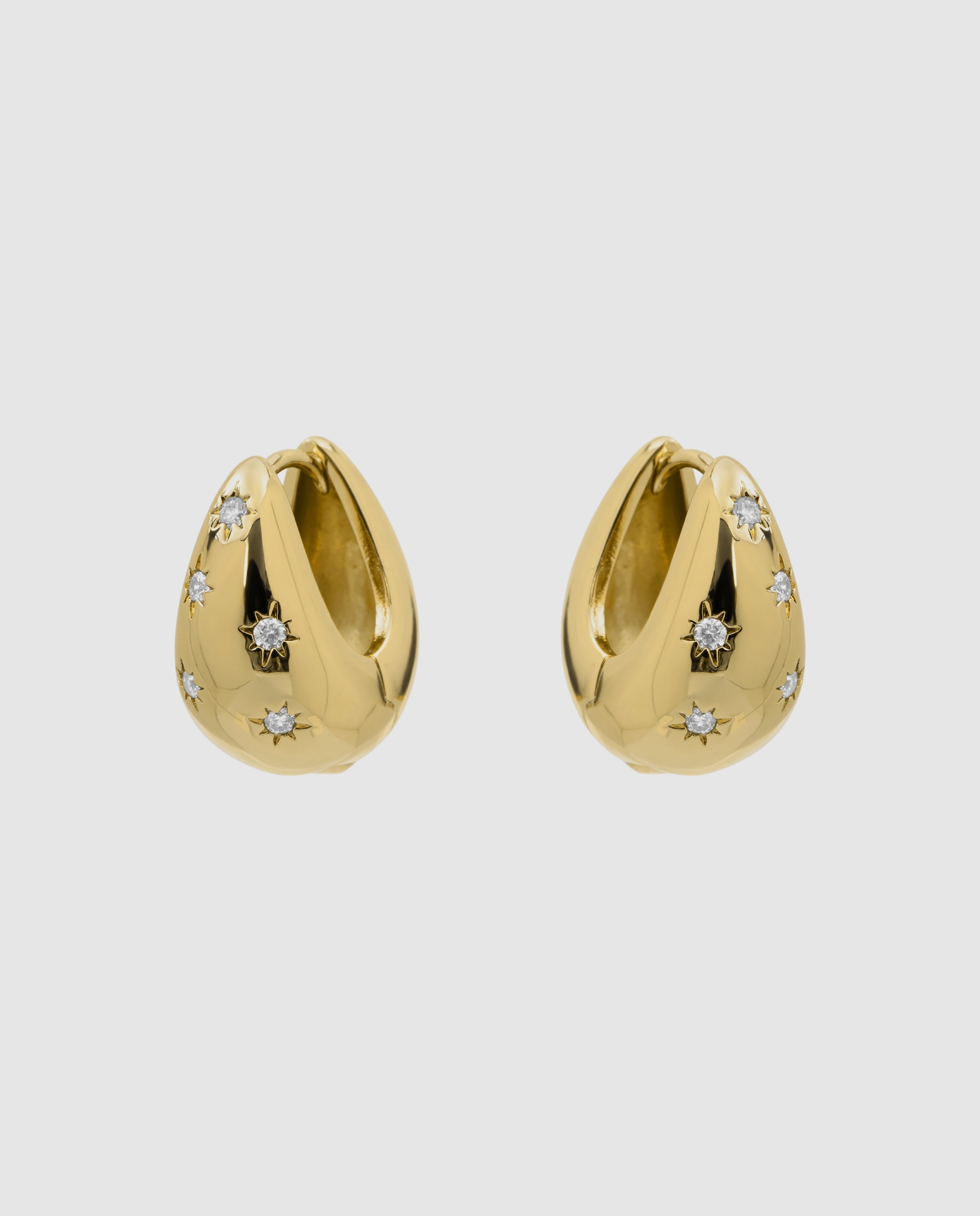 Pendientes acabados en oro amarillo 18k con circonita brillante - Luxenter - Dorado Dorado-3