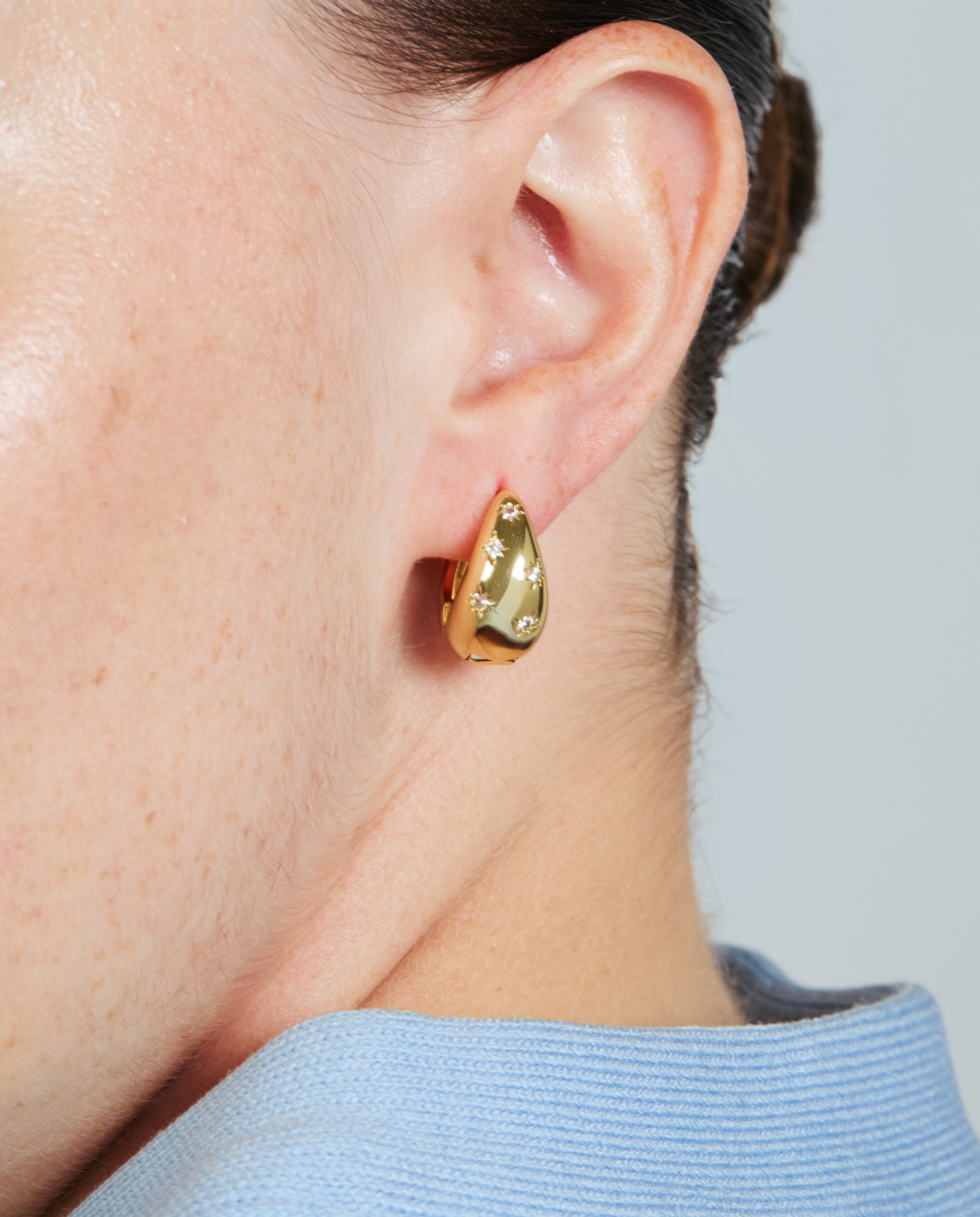 Pendientes acabados en oro amarillo 18k con circonita brillante - Luxenter - Dorado Dorado-4