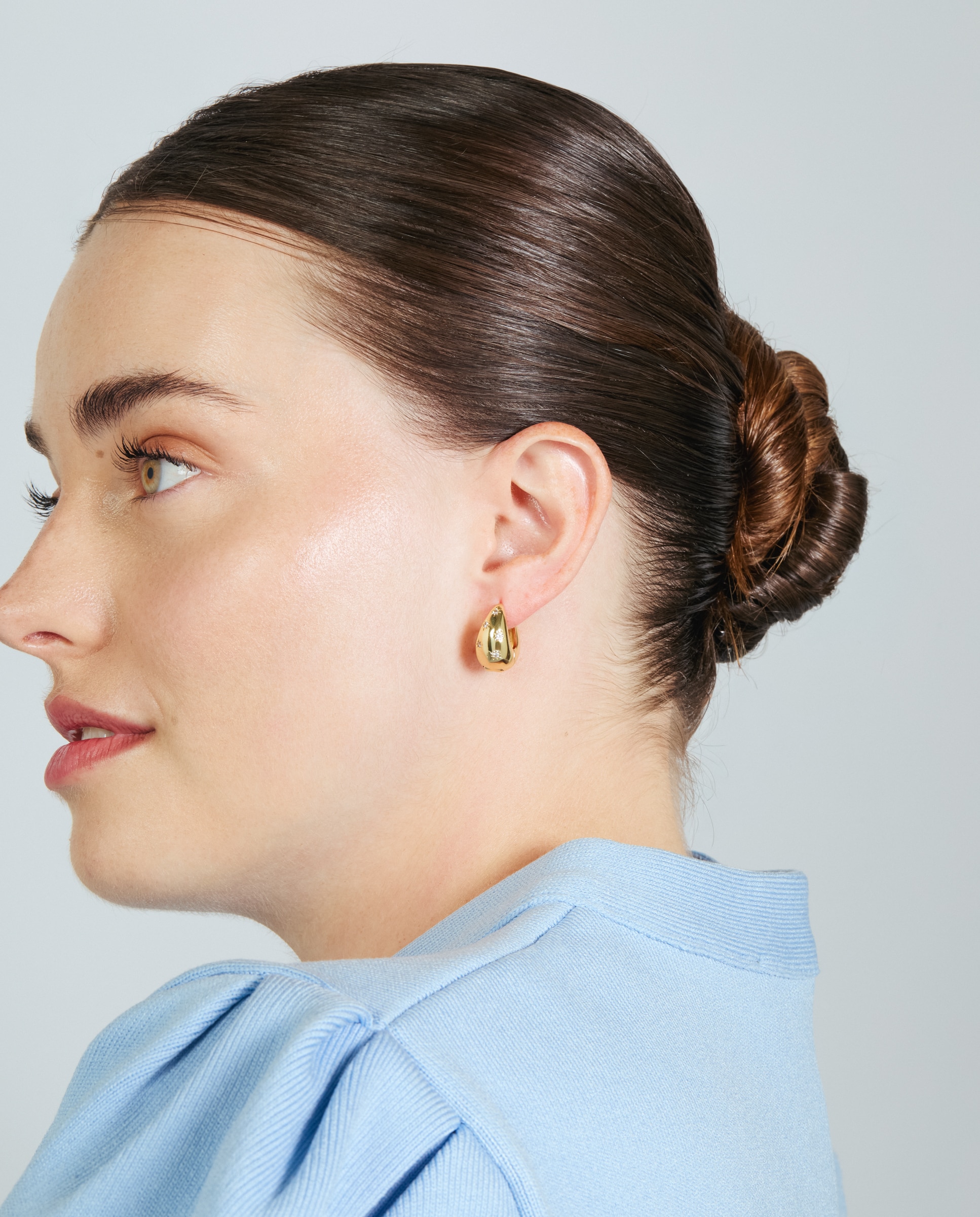 Pendientes acabados en oro amarillo 18k con circonita brillante - Luxenter - Dorado Dorado-5