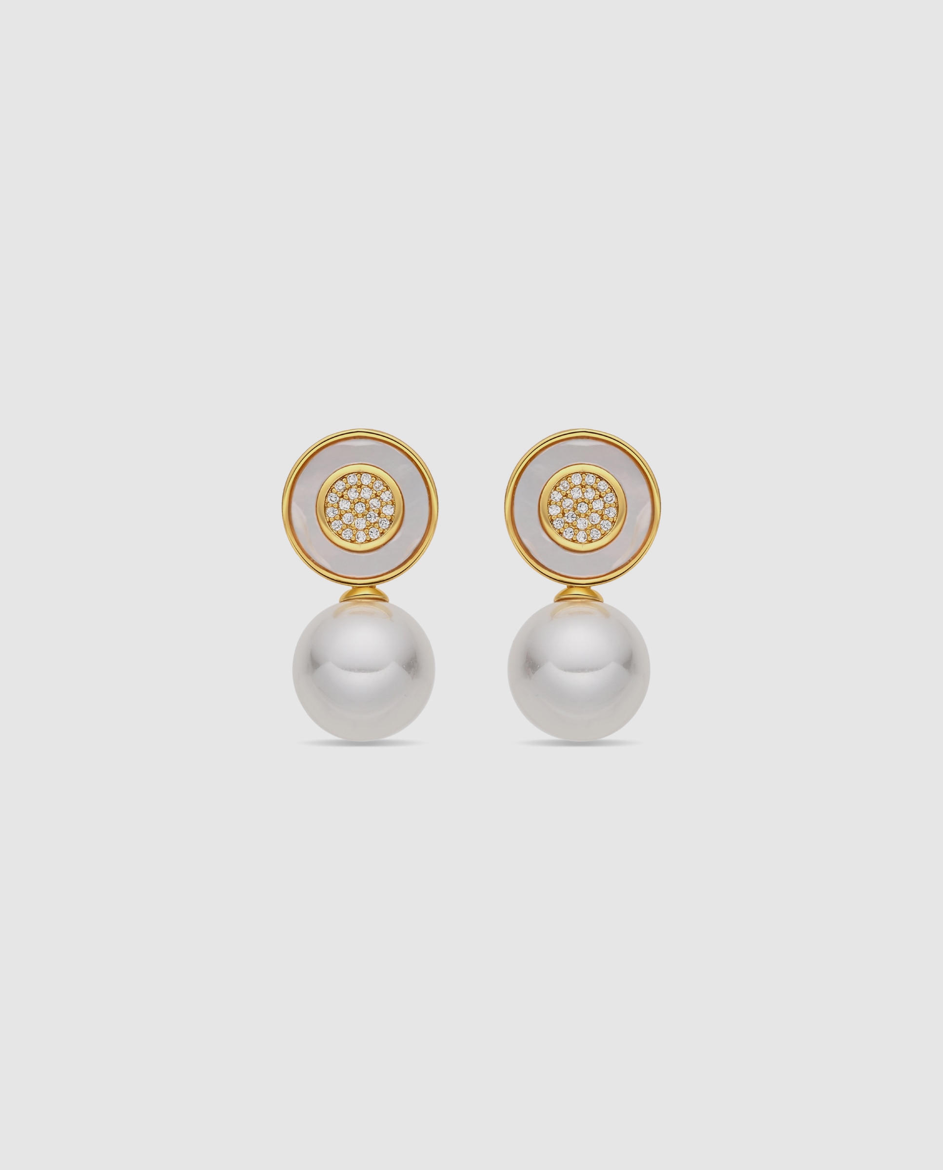Pendientes acabados en oro amarillo 18k con perla - Luxenter - Blanco Blanco-1
