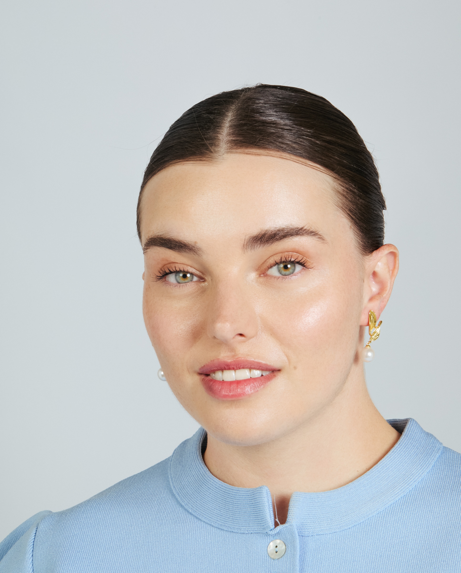 Pendientes acabados en oro amarillo 18k con perla - Luxenter - Blanco Blanco-2