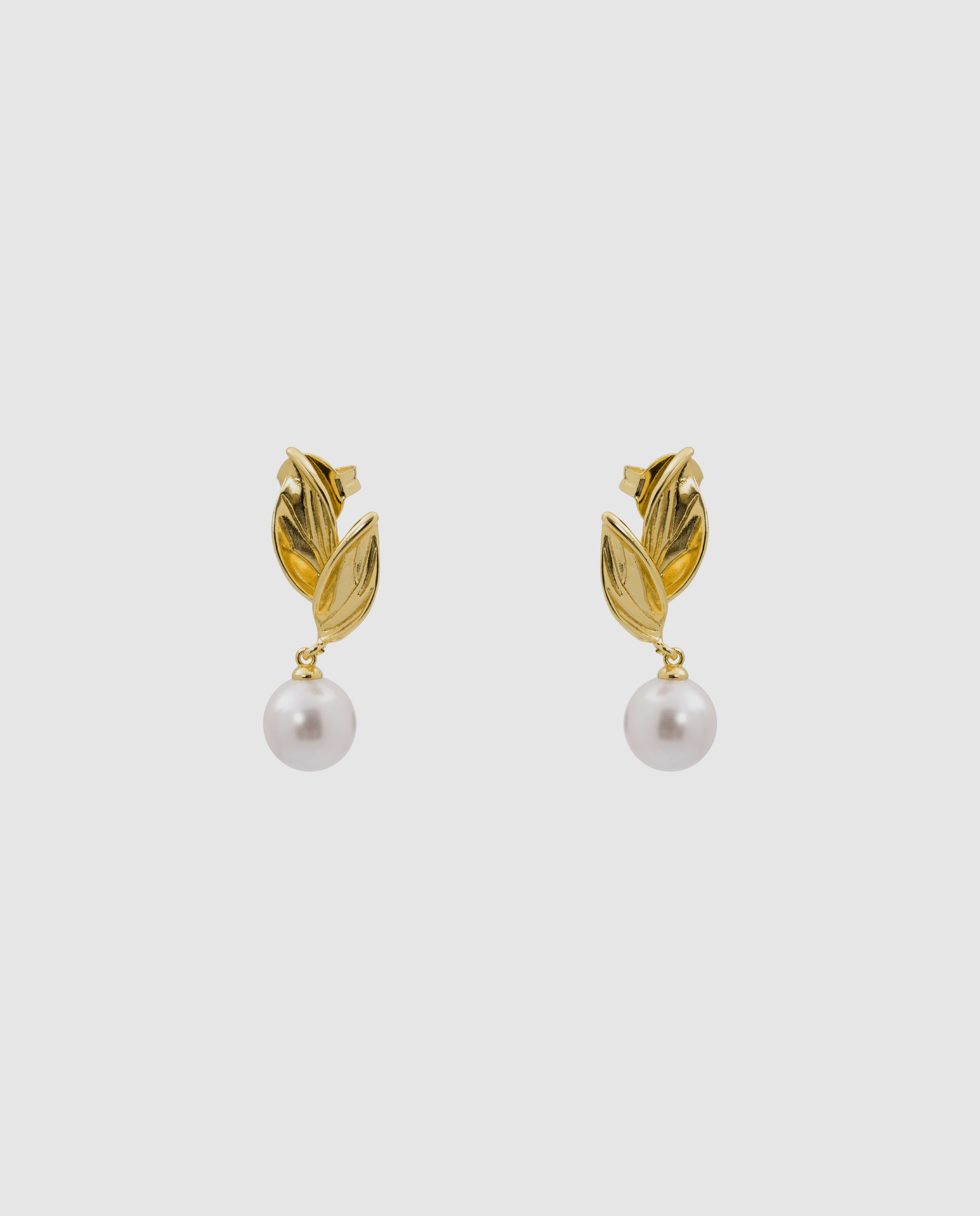 Pendientes acabados en oro amarillo 18k con perla - Luxenter - Blanco Blanco-3