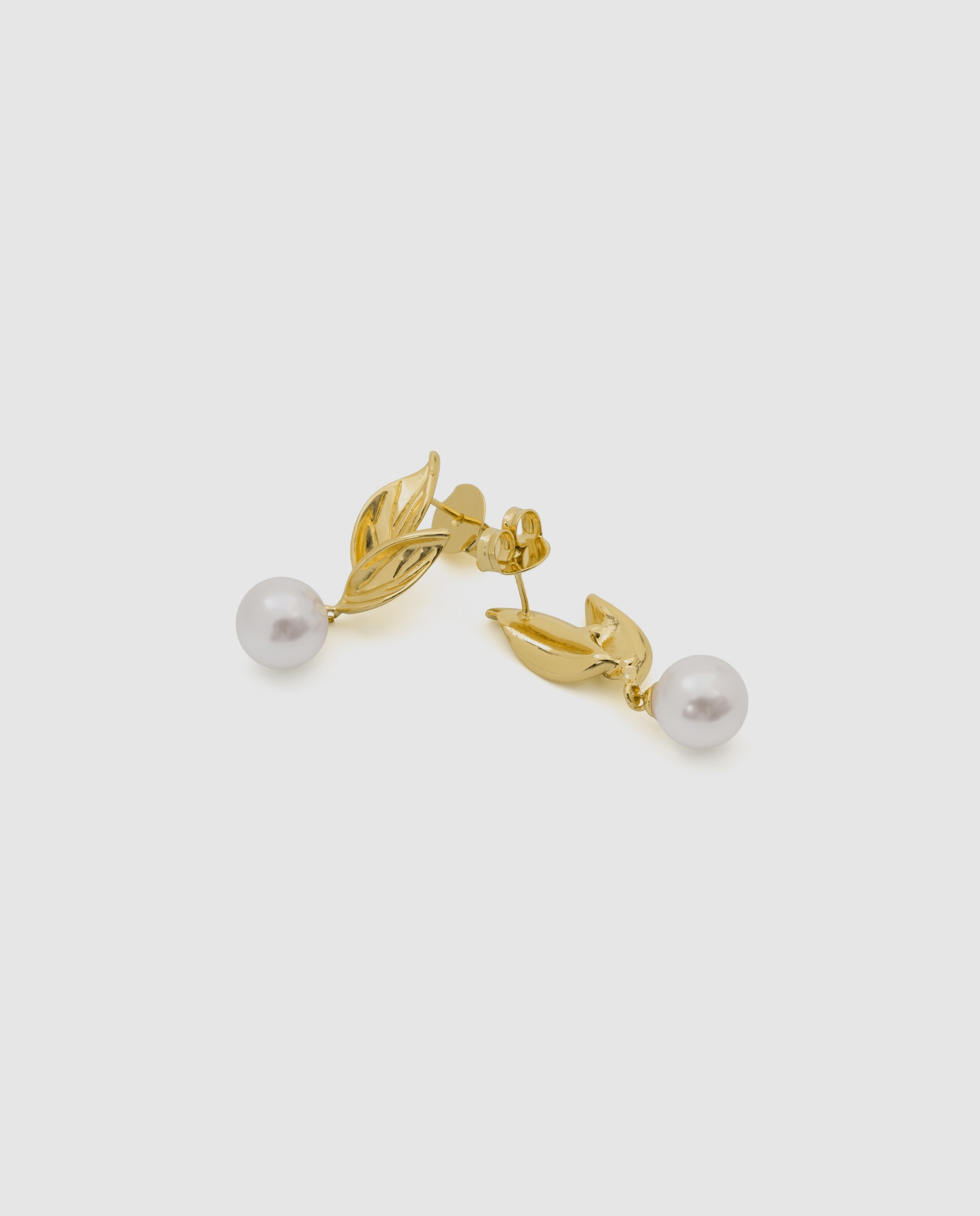 Pendientes acabados en oro amarillo 18k con perla - Luxenter - Blanco Blanco-6