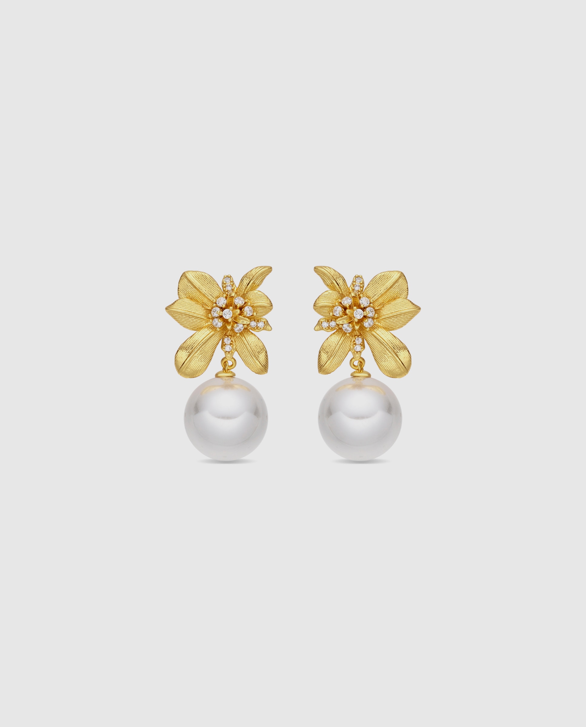 Pendientes acabados en oro amarillo 18k con perla - Luxenter - Blanco Blanco-1