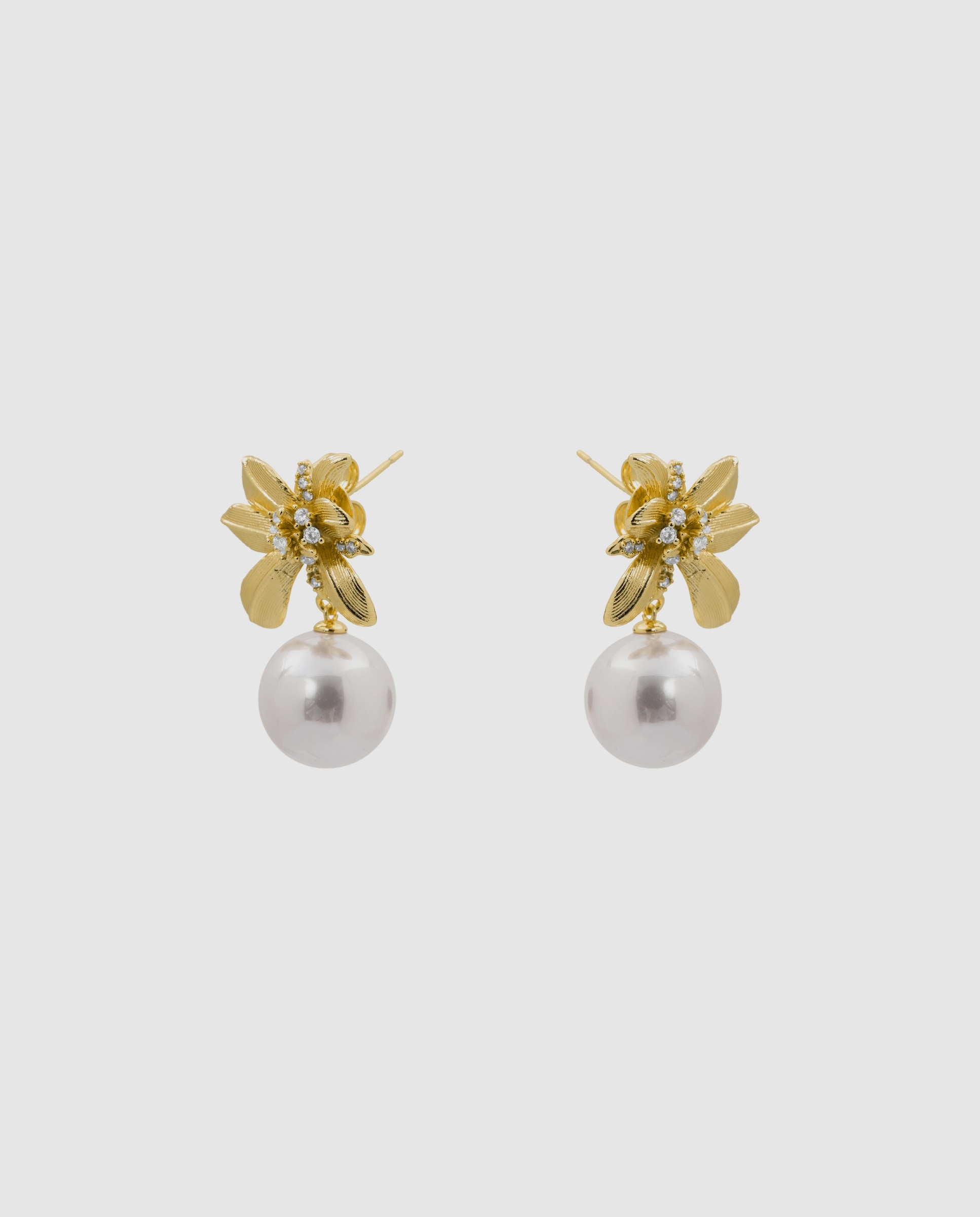 Pendientes acabados en oro amarillo 18k con perla - Luxenter - Blanco Blanco-3