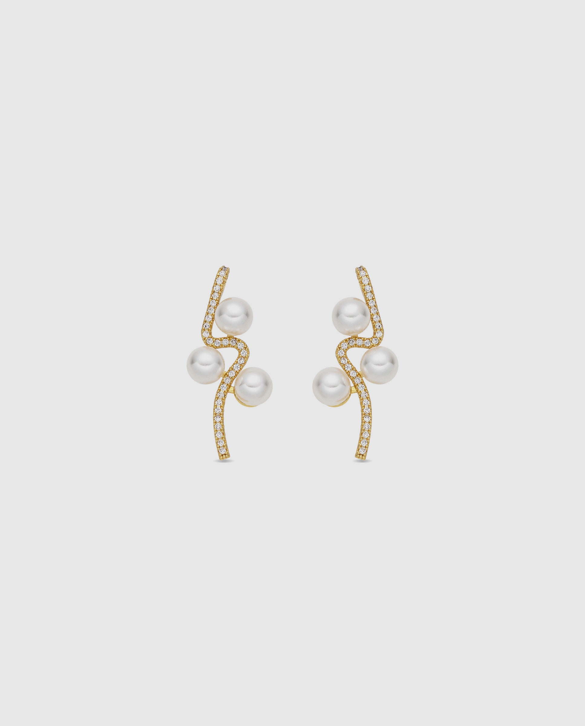 Pendientes acabados en oro amarillo 18k con perla - Luxenter - Blanco Blanco-1