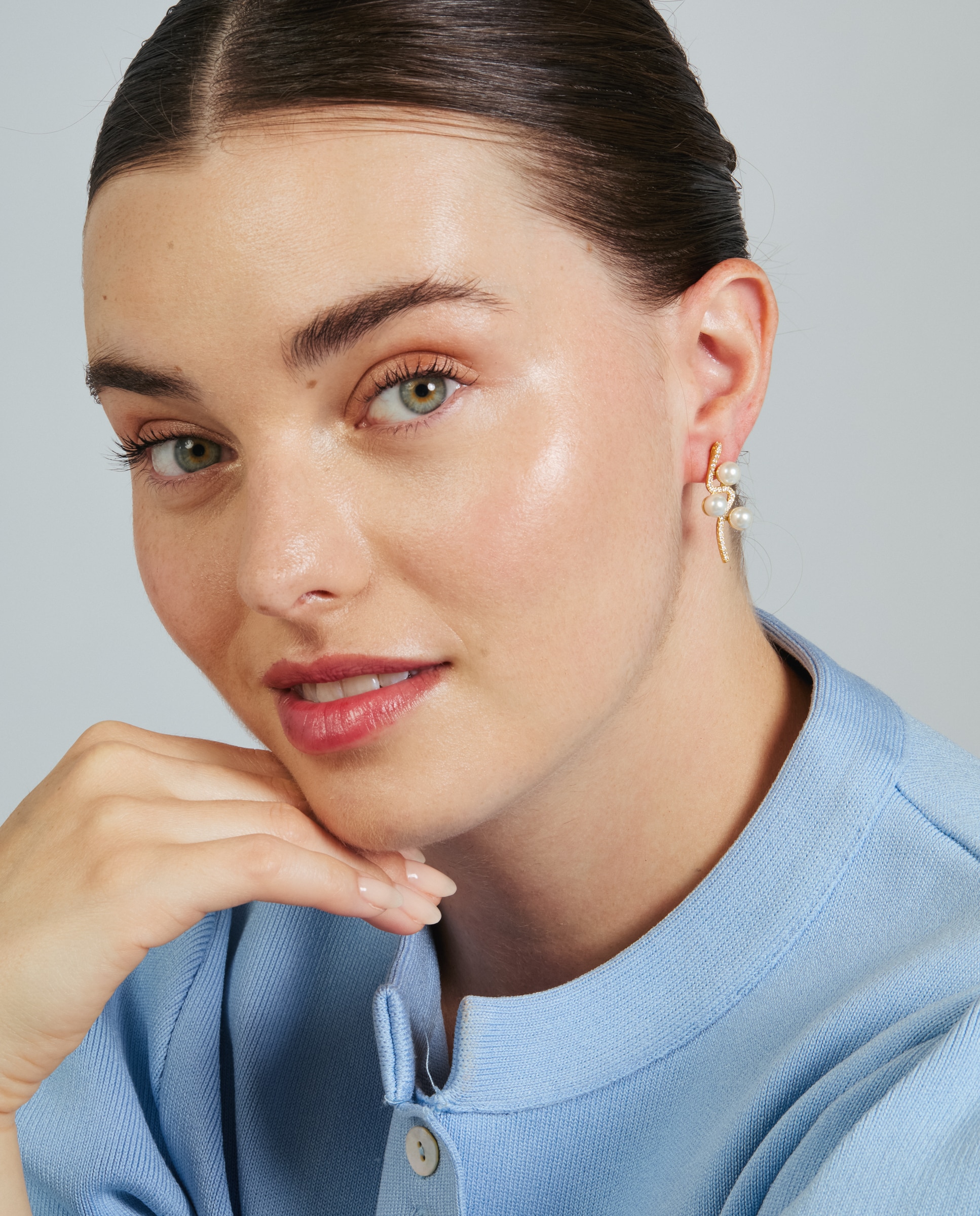 Pendientes acabados en oro amarillo 18k con perla - Luxenter - Blanco Blanco-2