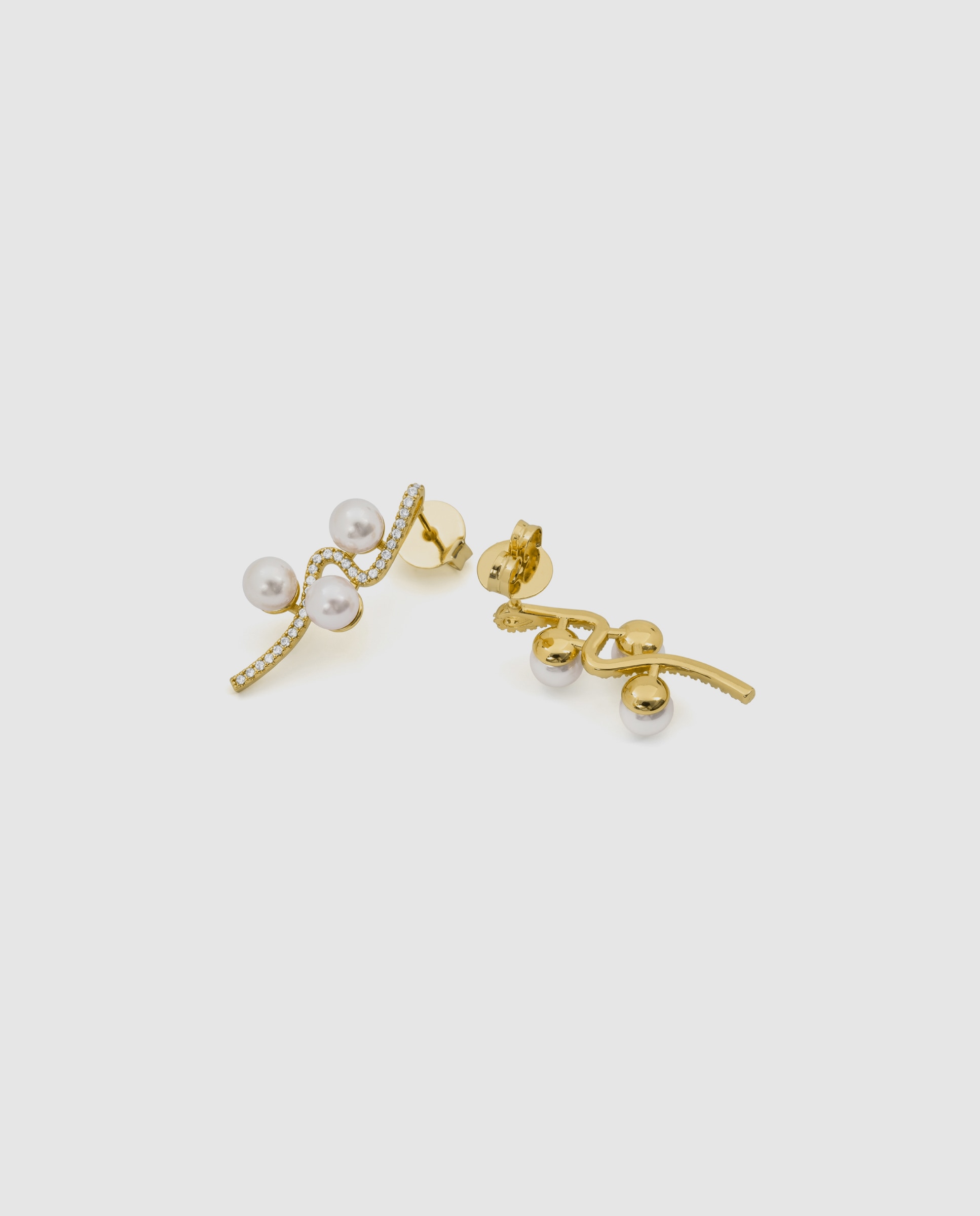 Pendientes acabados en oro amarillo 18k con perla - Luxenter - Blanco Blanco-3