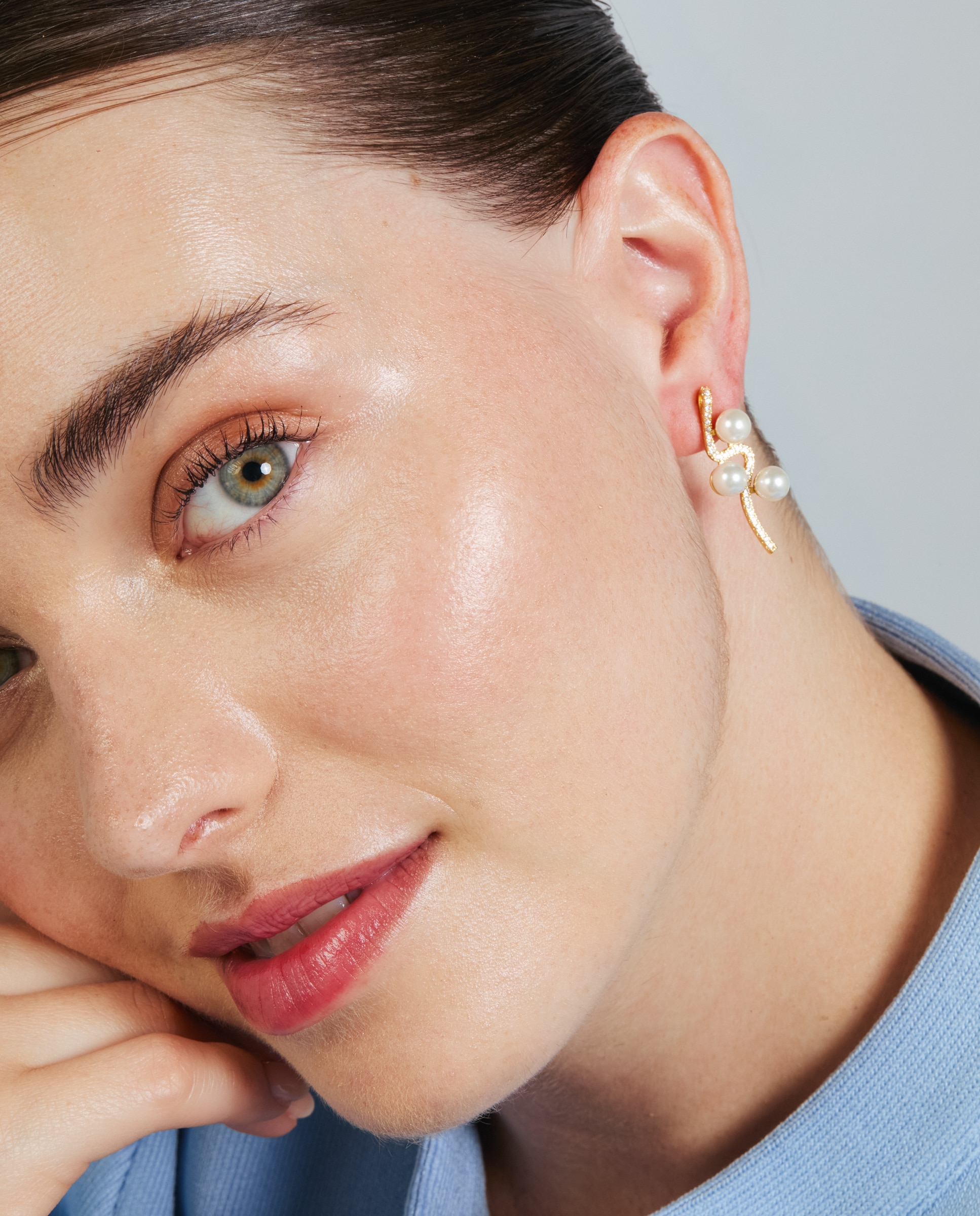 Pendientes acabados en oro amarillo 18k con perla - Luxenter - Blanco Blanco-5
