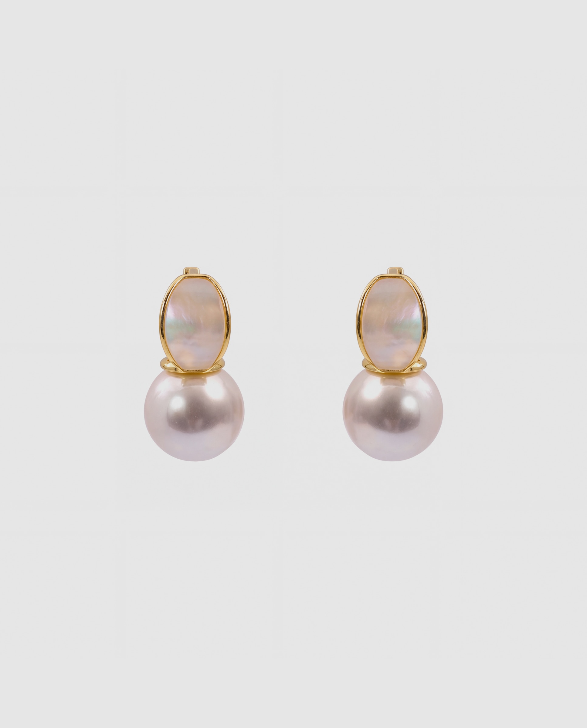 Pendientes acabados en oro amarillo 18k con perla - Luxenter - Blanco Blanco-1