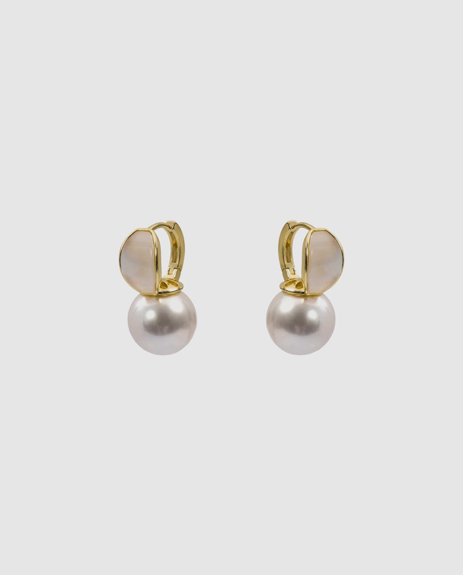 Pendientes acabados en oro amarillo 18k con perla - Luxenter - Blanco Blanco-3