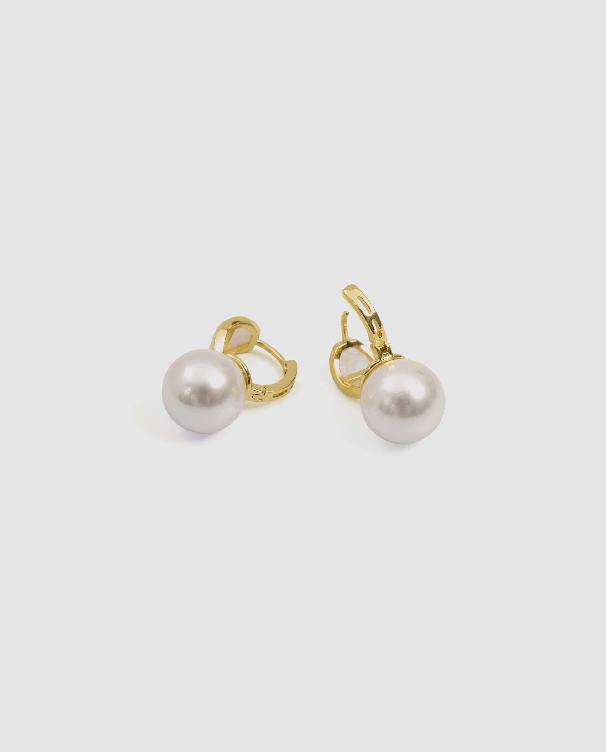 Pendientes acabados en oro amarillo 18k con perla - Luxenter - Blanco Blanco-6