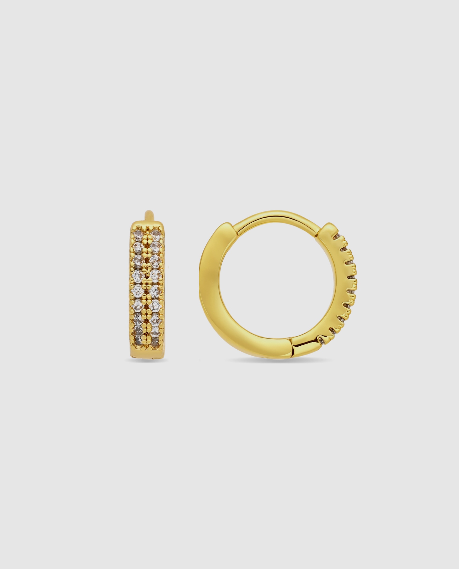 Pendientes acabados en oro amarillo 18k con circonita brillante - Luxenter - Dorado Dorado-1