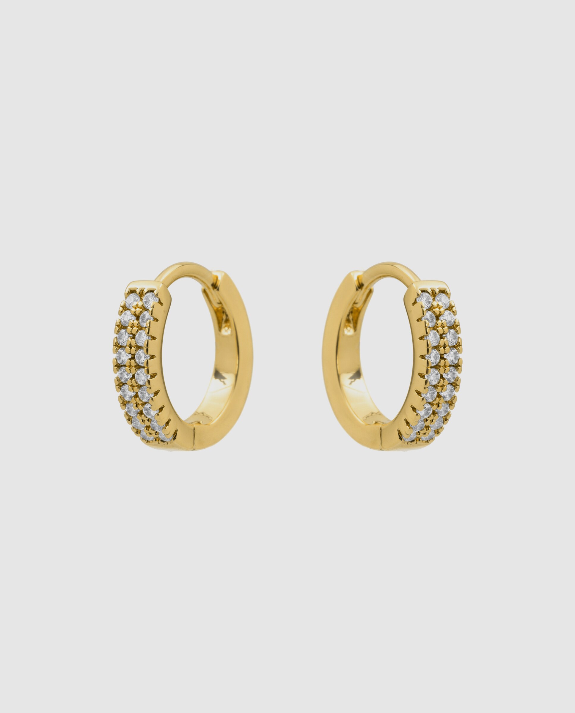 Pendientes acabados en oro amarillo 18k con circonita brillante - Luxenter - Dorado Dorado-3