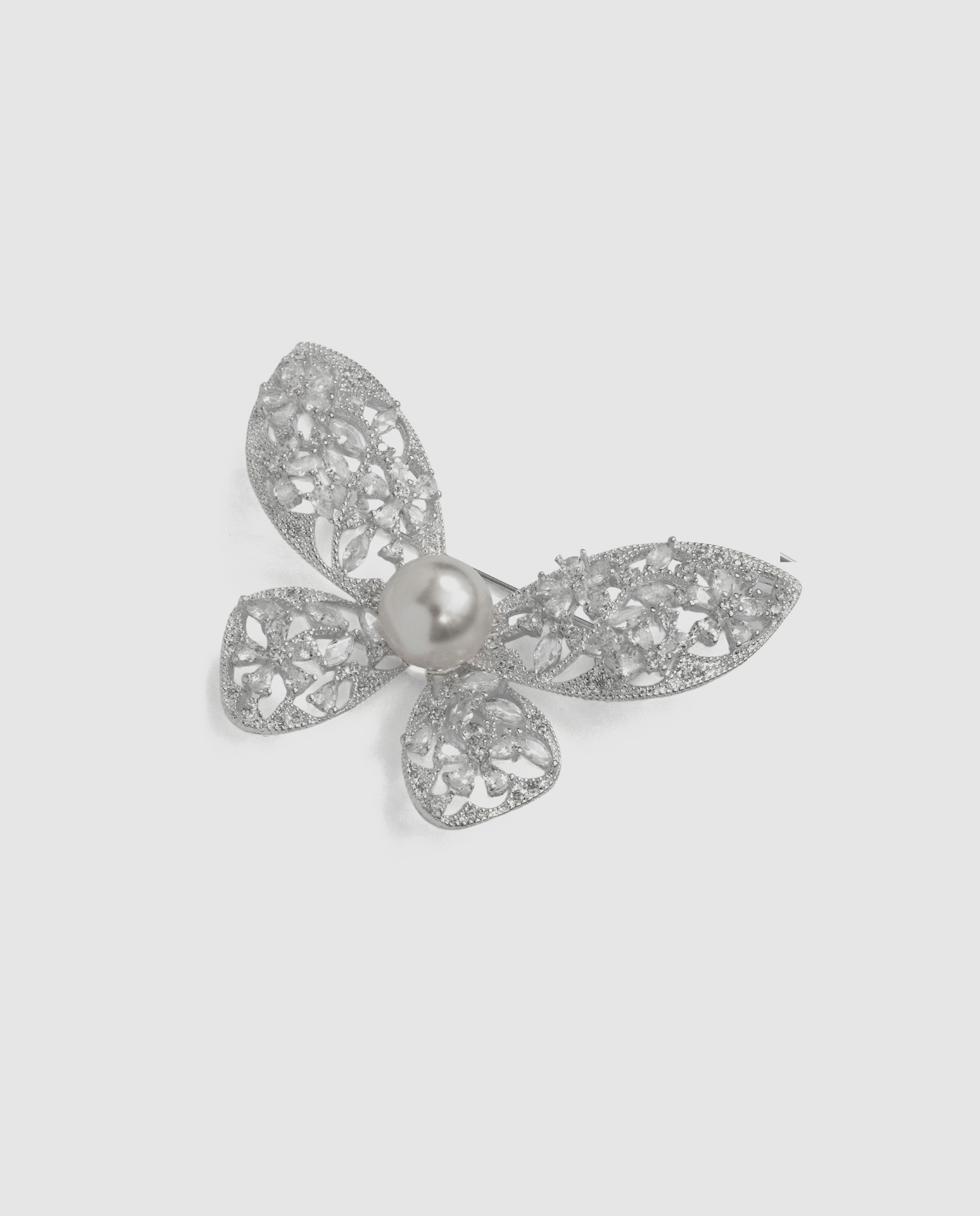 Broe deluxe con perla acabado en rodio - Luxenter - Blanco Blanco-3
