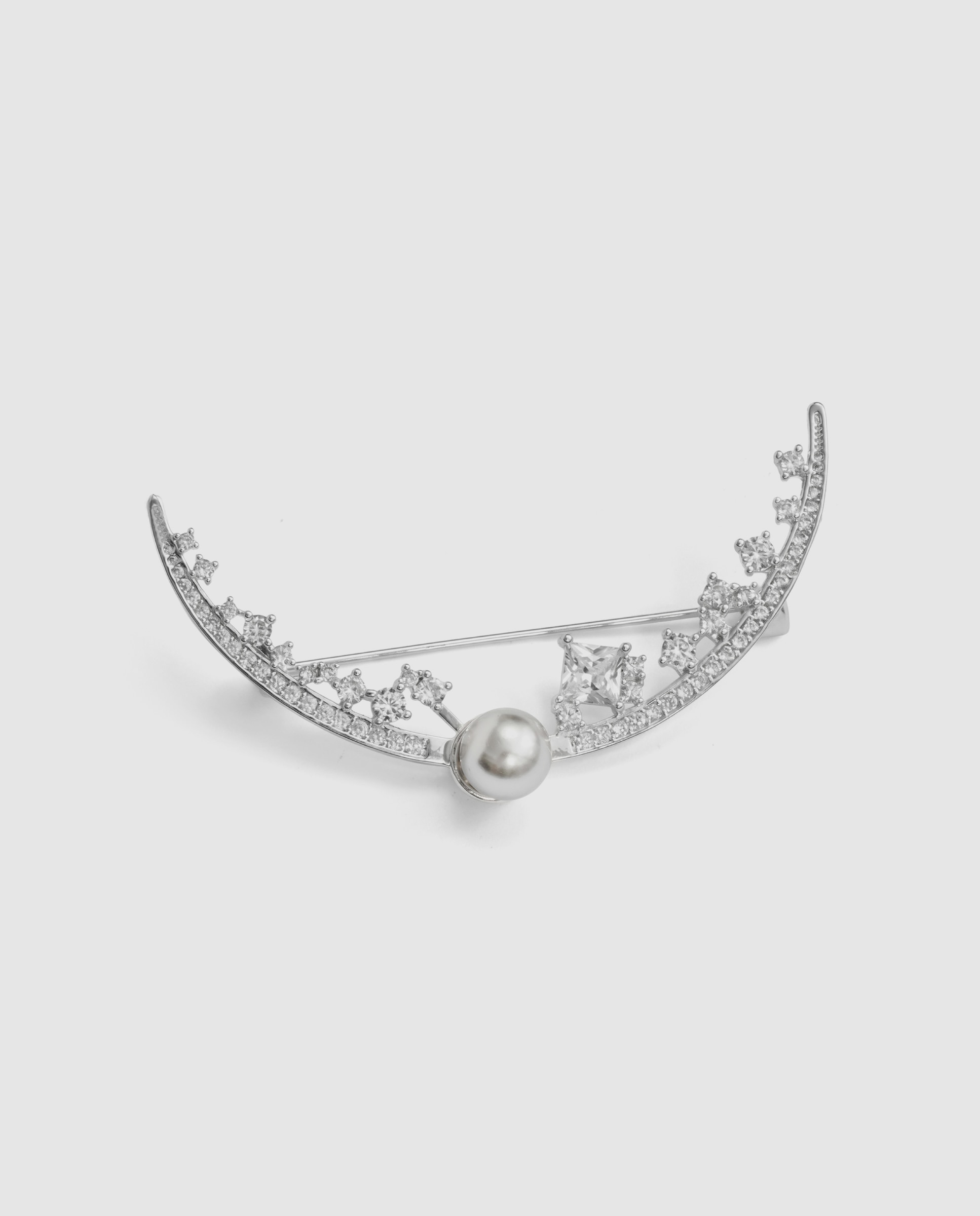Broe deluxe con perla acabado en oro 18k y rodio - Luxenter - Blanco Blanco-3