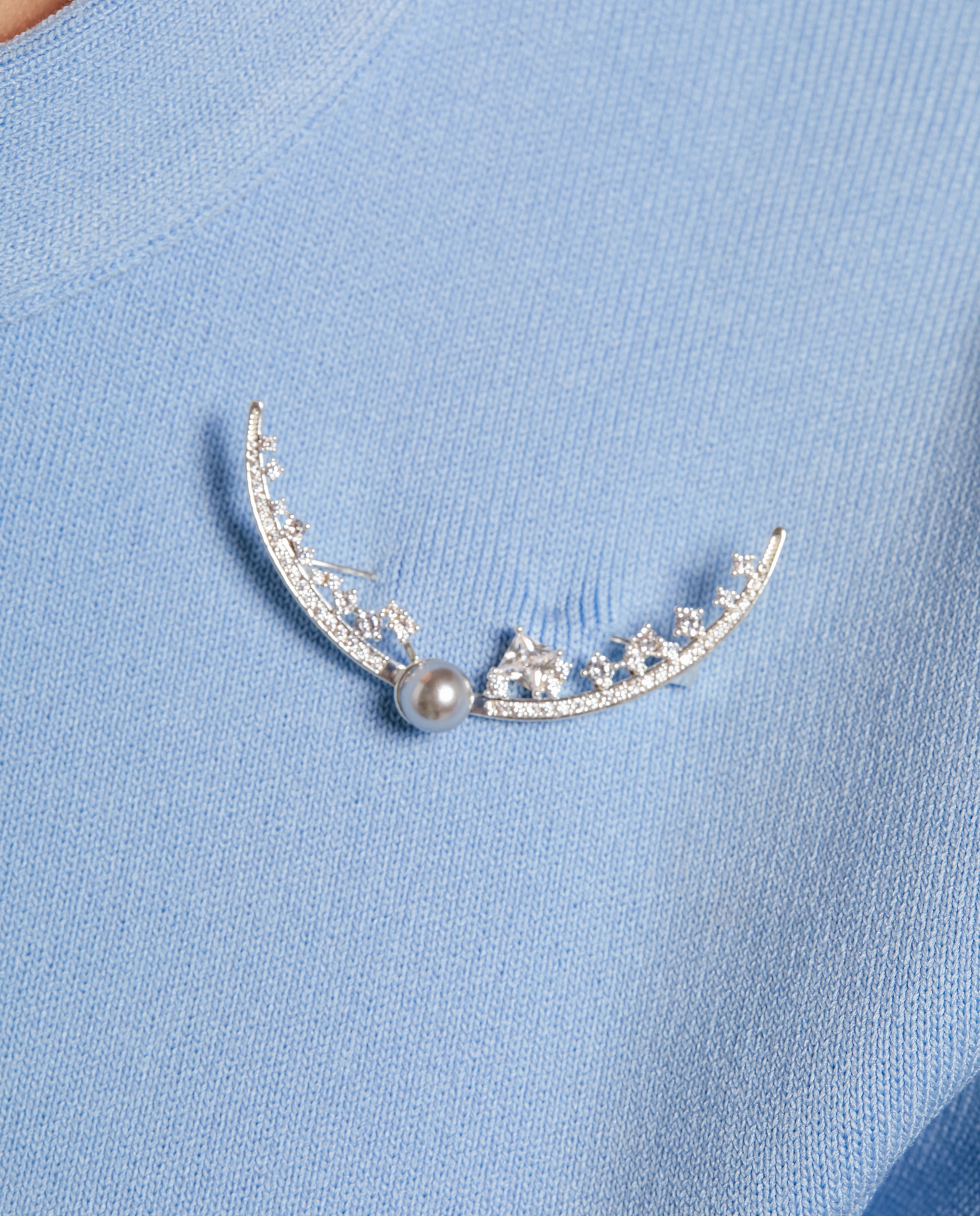 Broe deluxe con perla acabado en oro 18k y rodio - Luxenter - Blanco Blanco-4