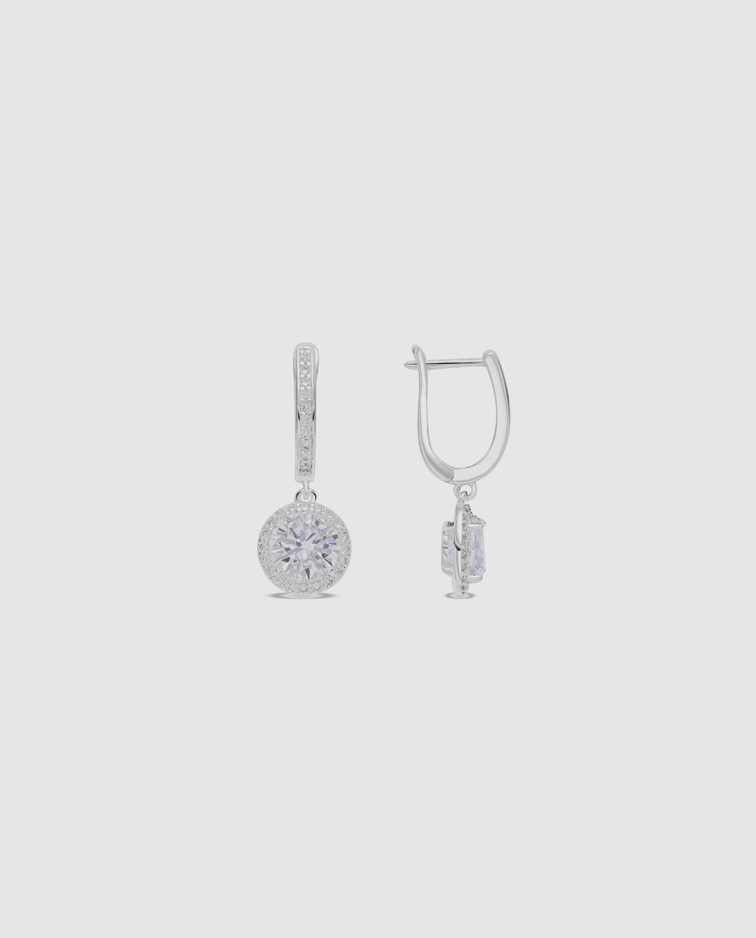 Imagen 0 de Pendientes de aro basic con circonita acabados en rodio Blanco