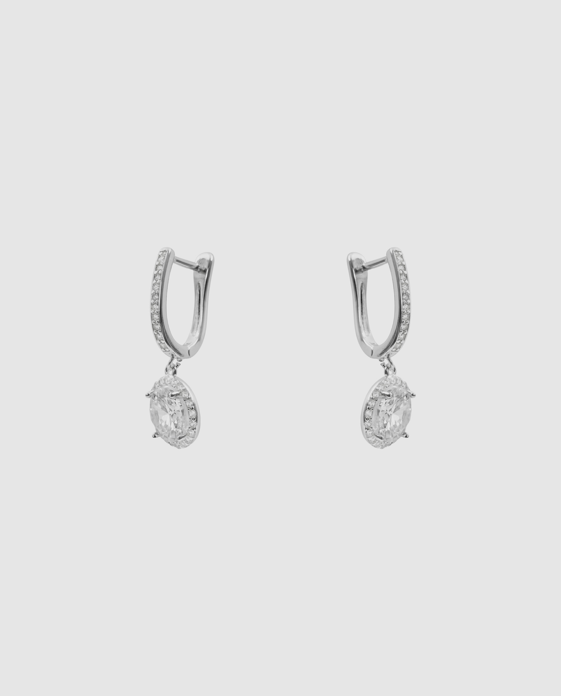 Pendientes de aro basic con circonita acabados en rodio - Luxenter - Blanco Blanco-3