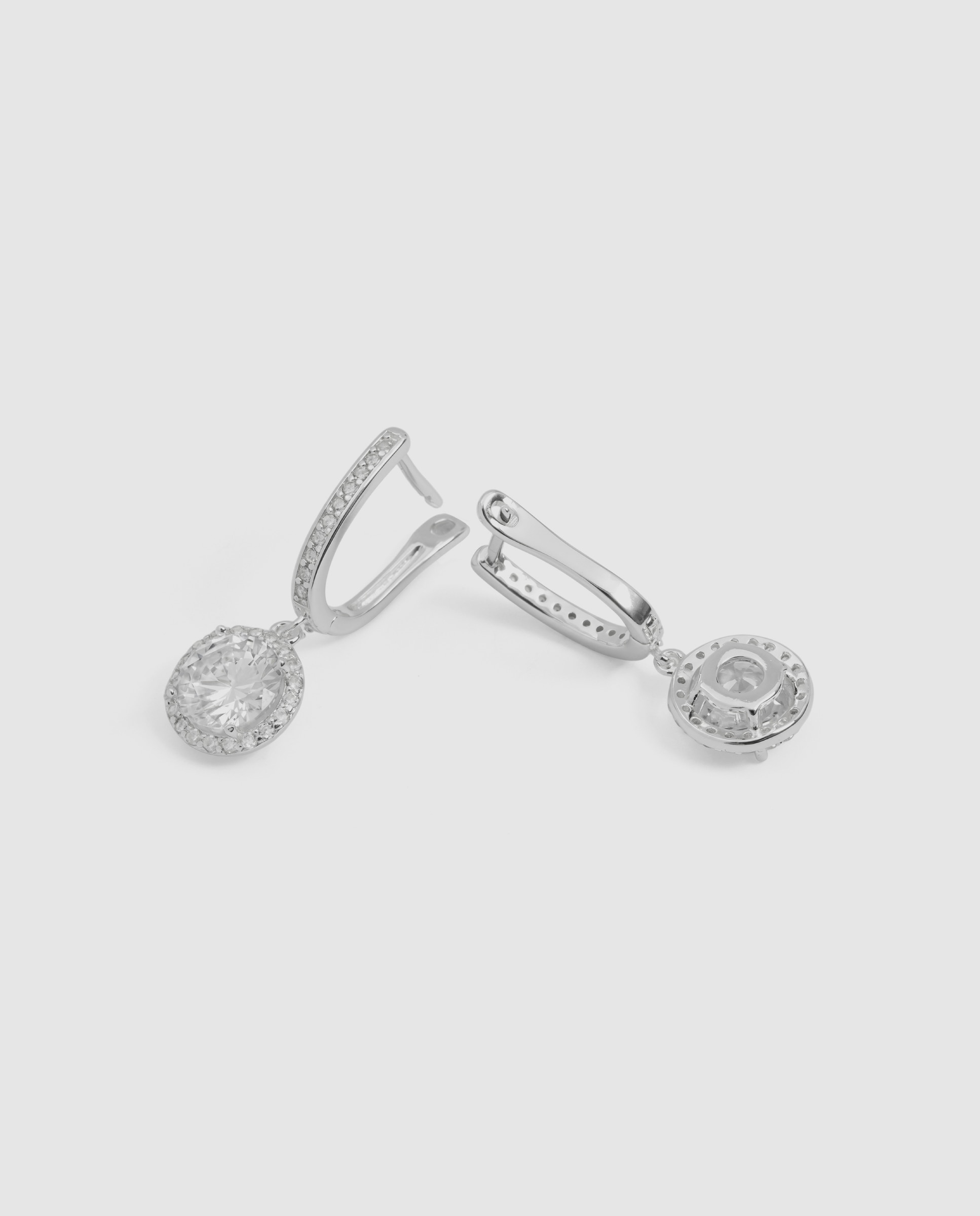 Pendientes de aro basic con circonita acabados en rodio - Luxenter - Blanco Blanco-6