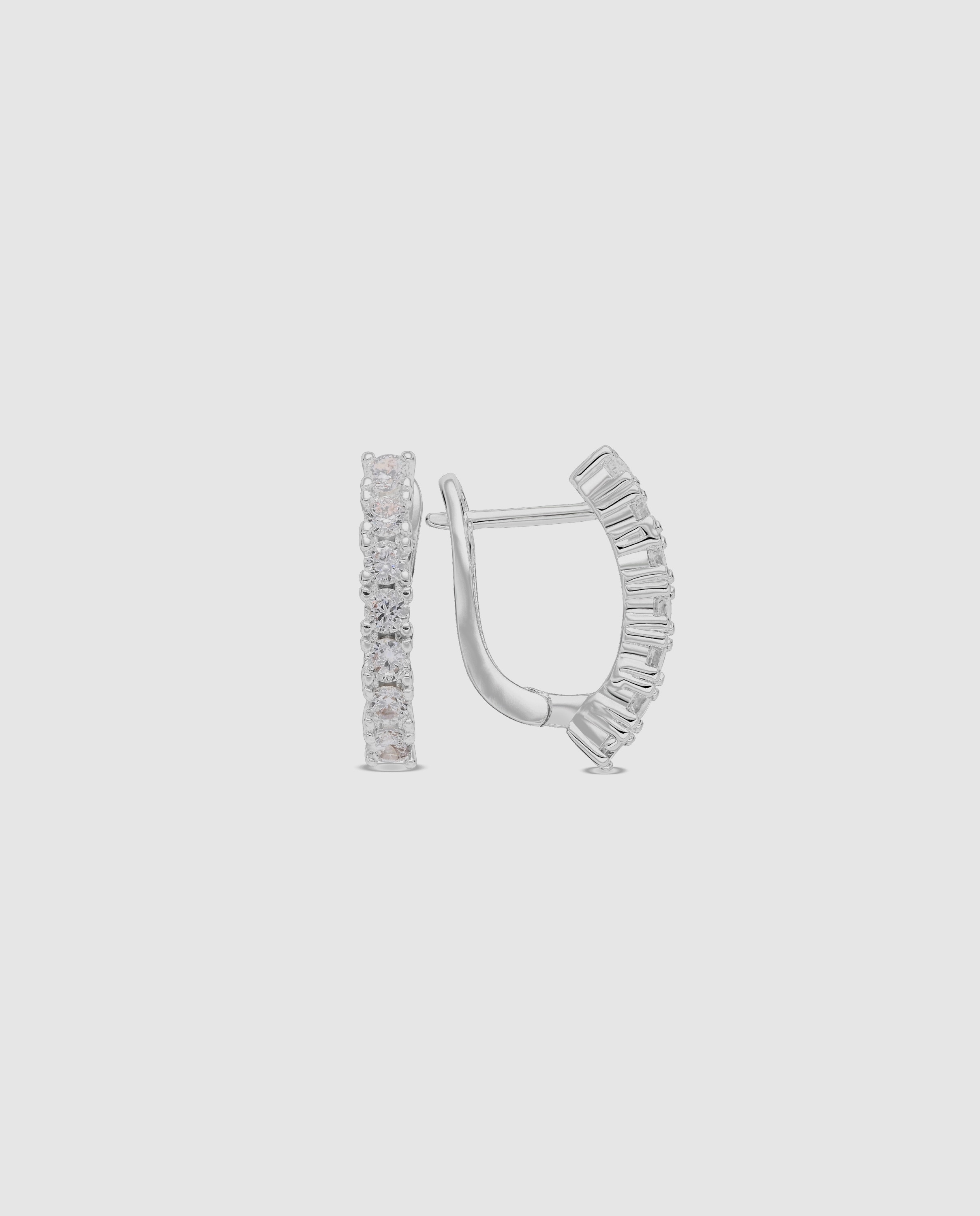 Pendientes de aro basic con circonita acabados en rodio - Luxenter - Blanco Blanco-1