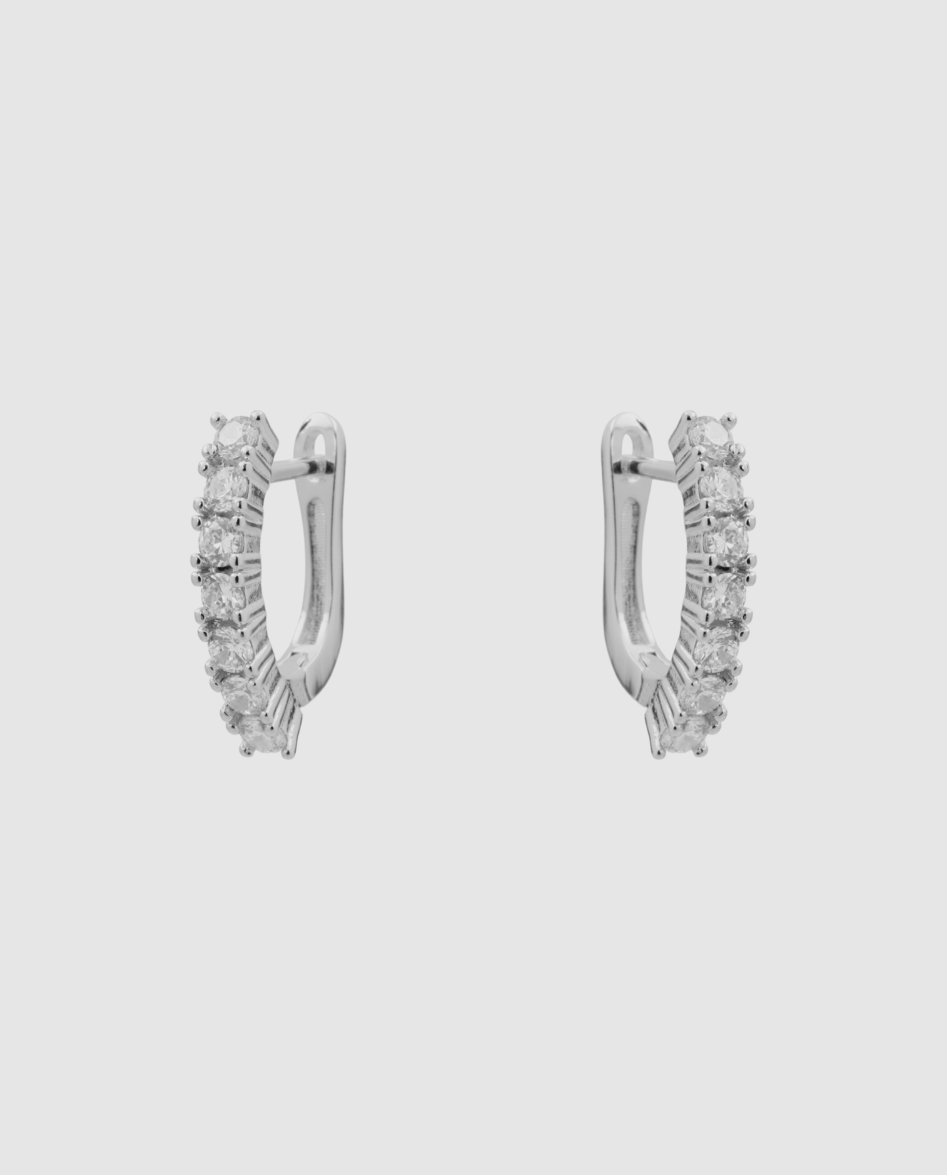 Pendientes de aro basic con circonita acabados en rodio - Luxenter - Blanco Blanco-3
