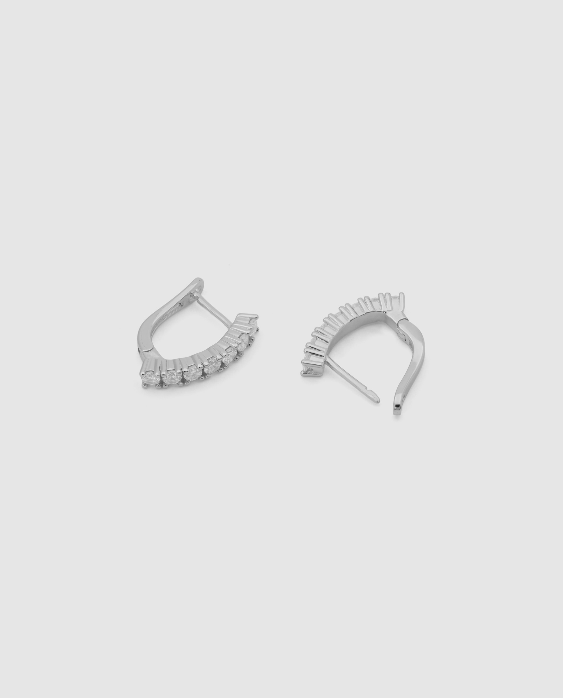Pendientes de aro basic con circonita acabados en rodio - Luxenter - Blanco Blanco-6
