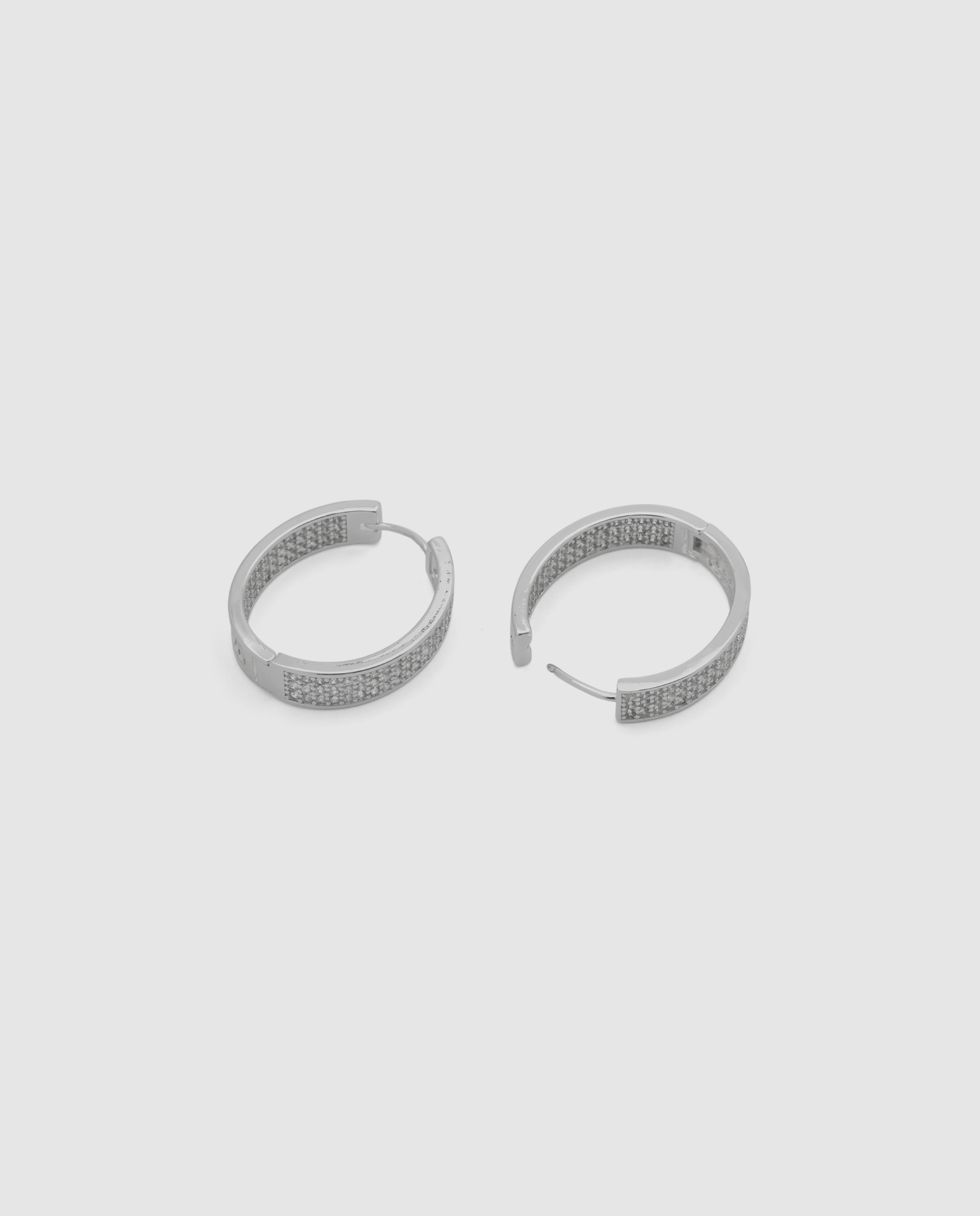 Pendientes de aro basic con circonita acabados en rodio - Luxenter - Blanco Blanco-6